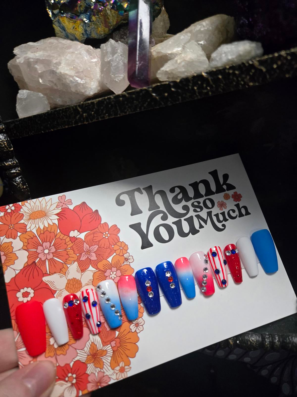 Patriotic 4th of July nails custom made