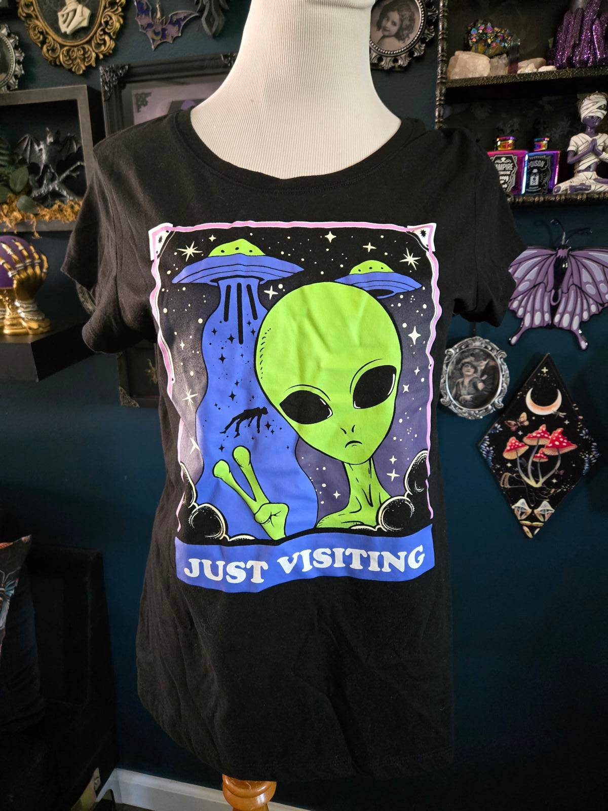 Just visiting alien t shirt