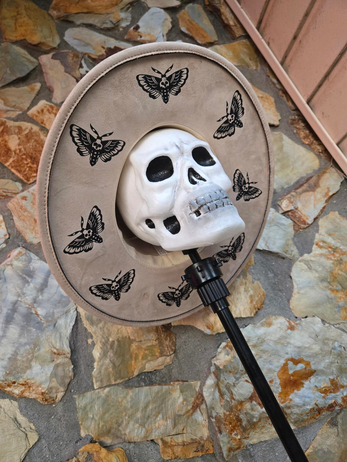 Death moth wide brim hat