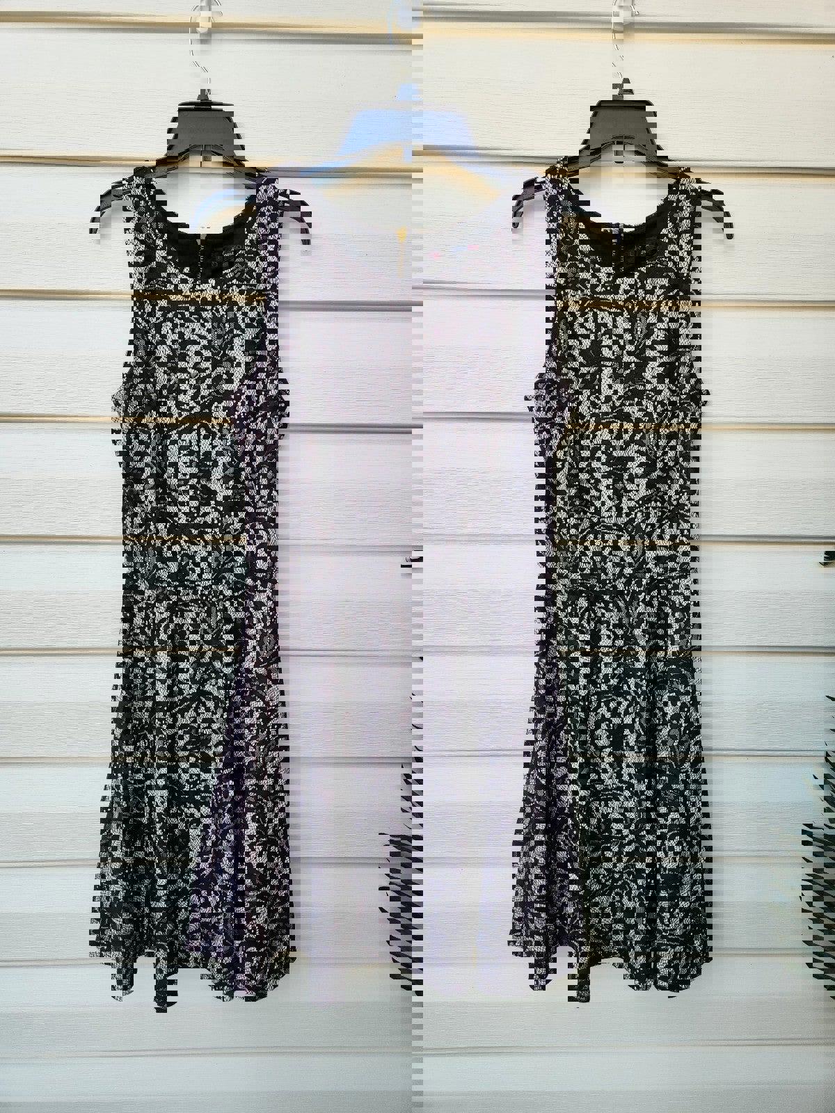 Black lace print semi formal dress