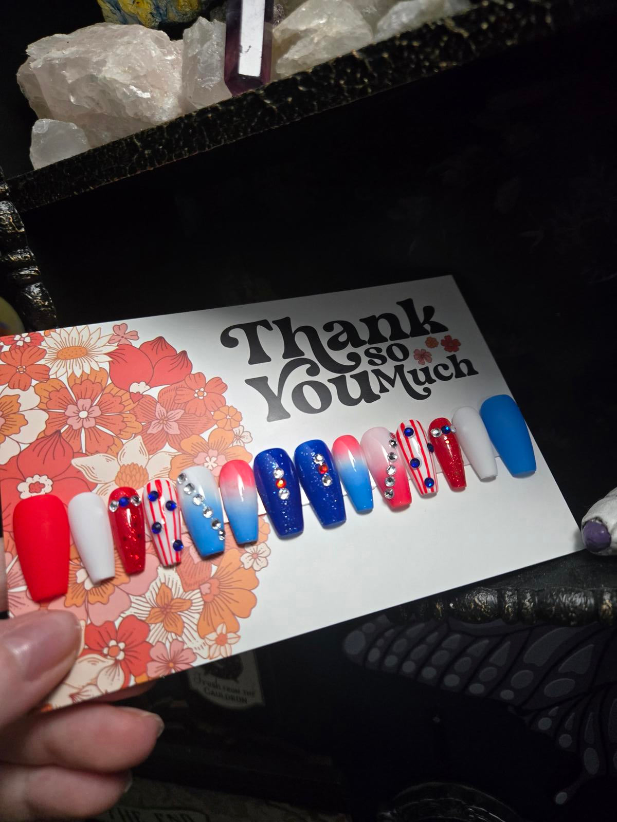Patriotic 4th of July nails custom made