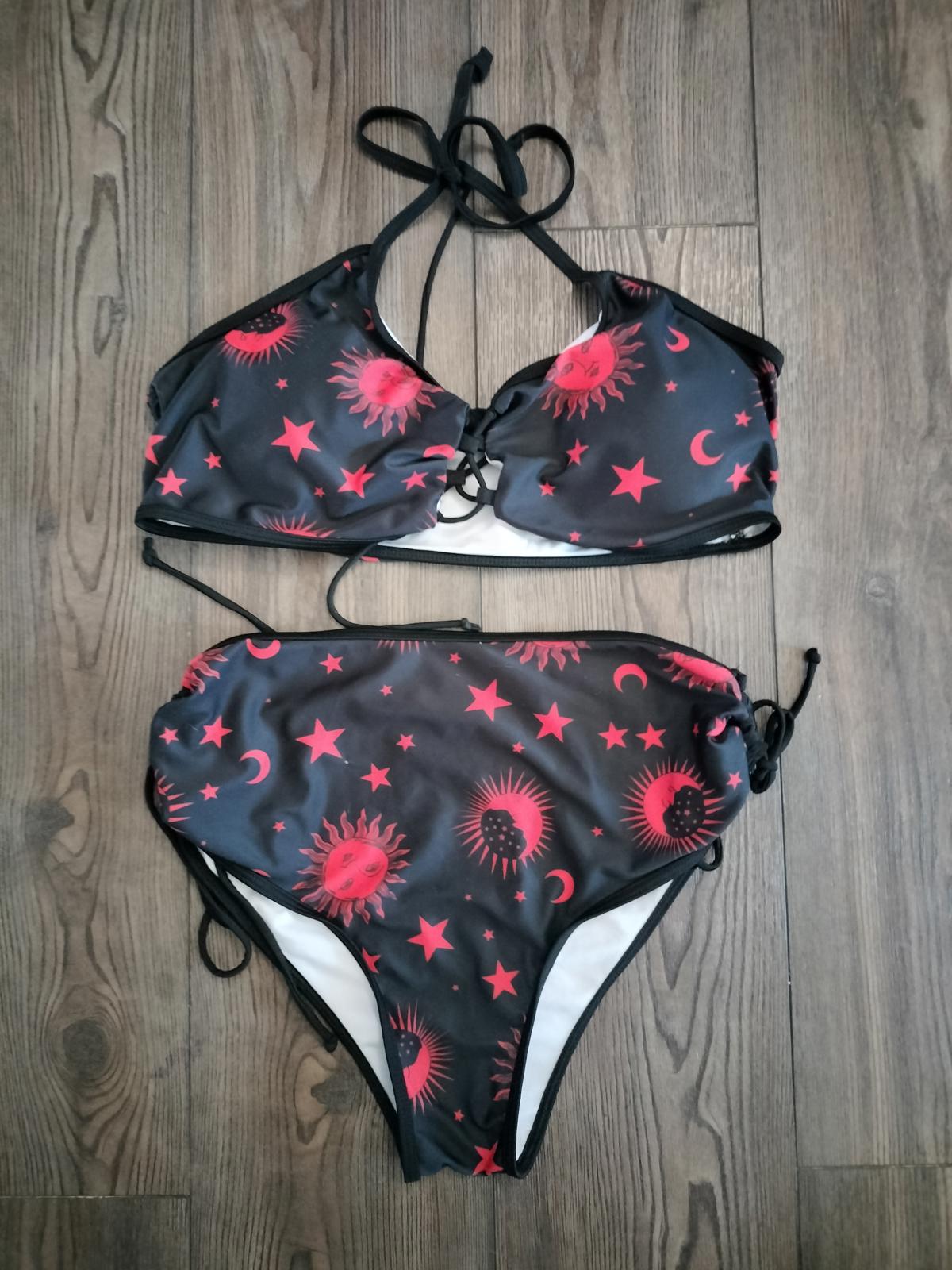 Gothic witchy red moon and sun bikini swimsuit