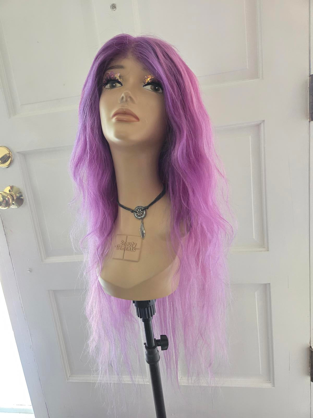 Human hair Custom dyed purple 30 inch lace front wig