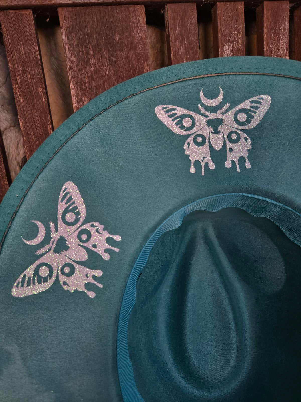 Unique Bohemian Style Wide-Brim Hat with Moth Designs