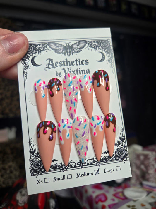 Birthday drip handmade nails custom made