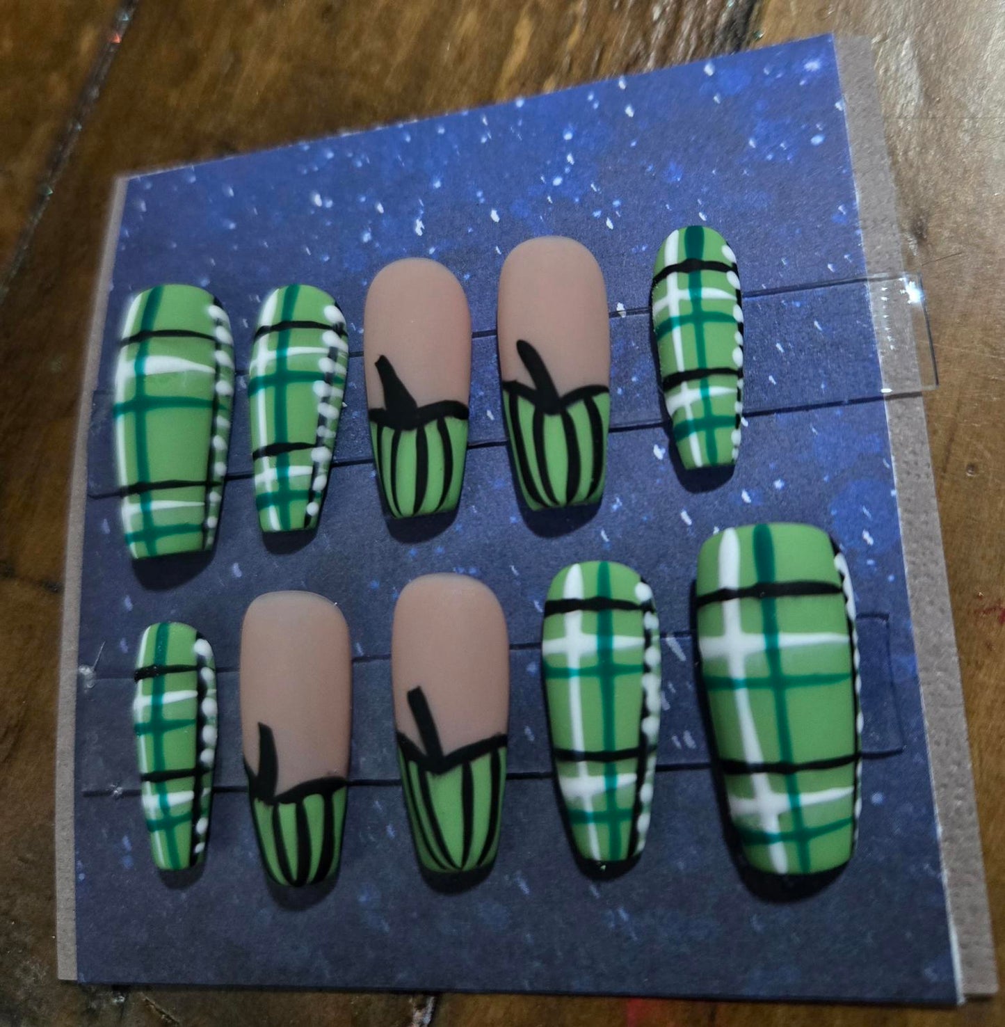 Flannel and pumpkins matte fall press on nails custom made