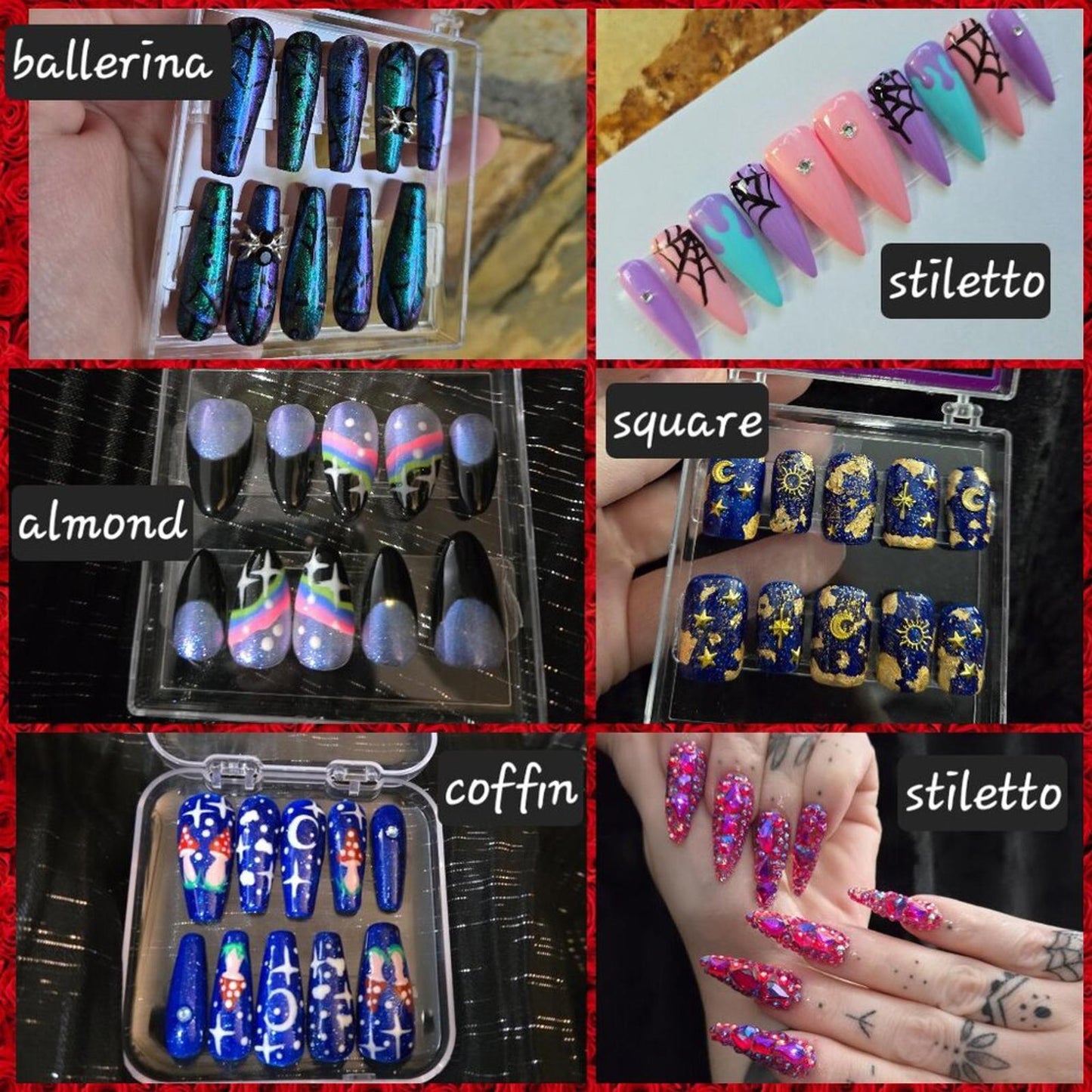 Matte solid color hand painted press on nails mauve purple