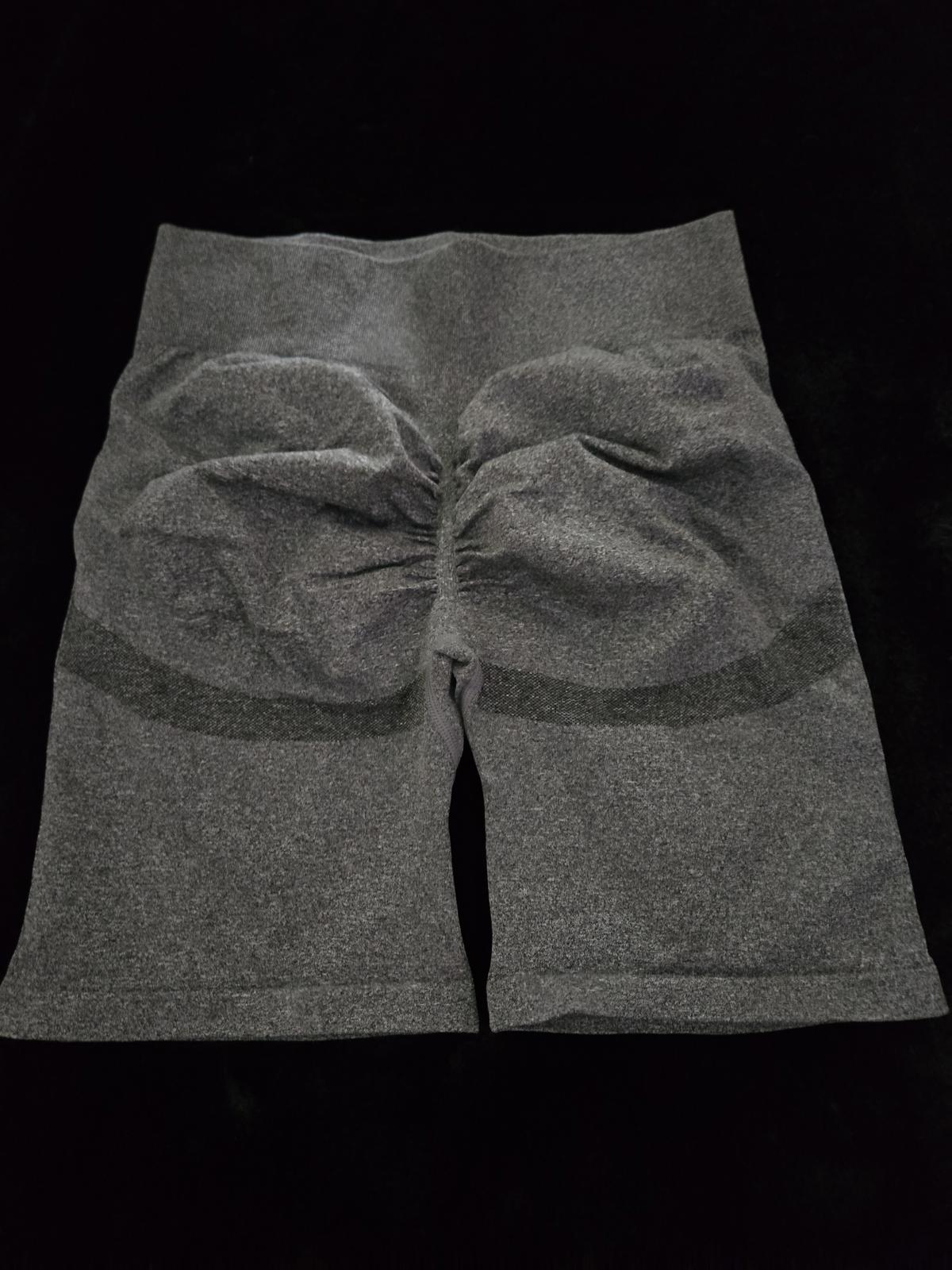 Grey biker length scrunch butt activewear shorts