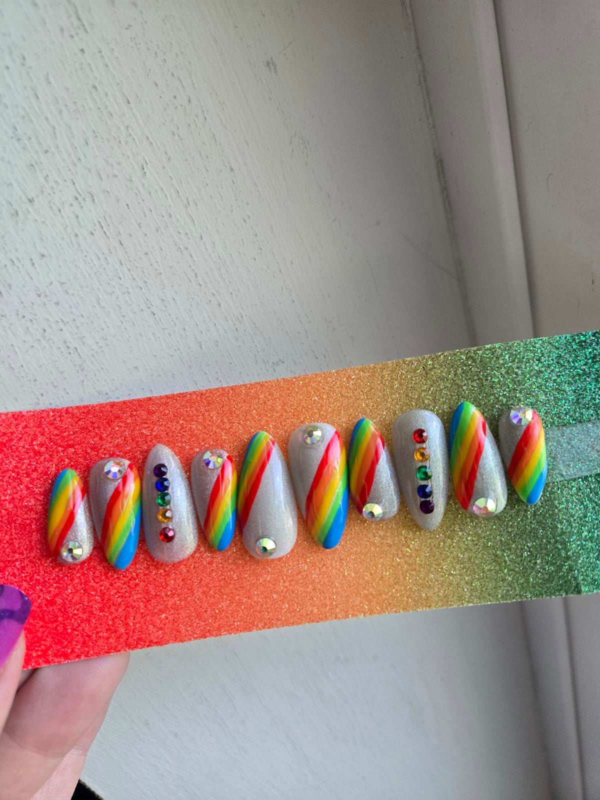 Pride rainbow press on nails custom made