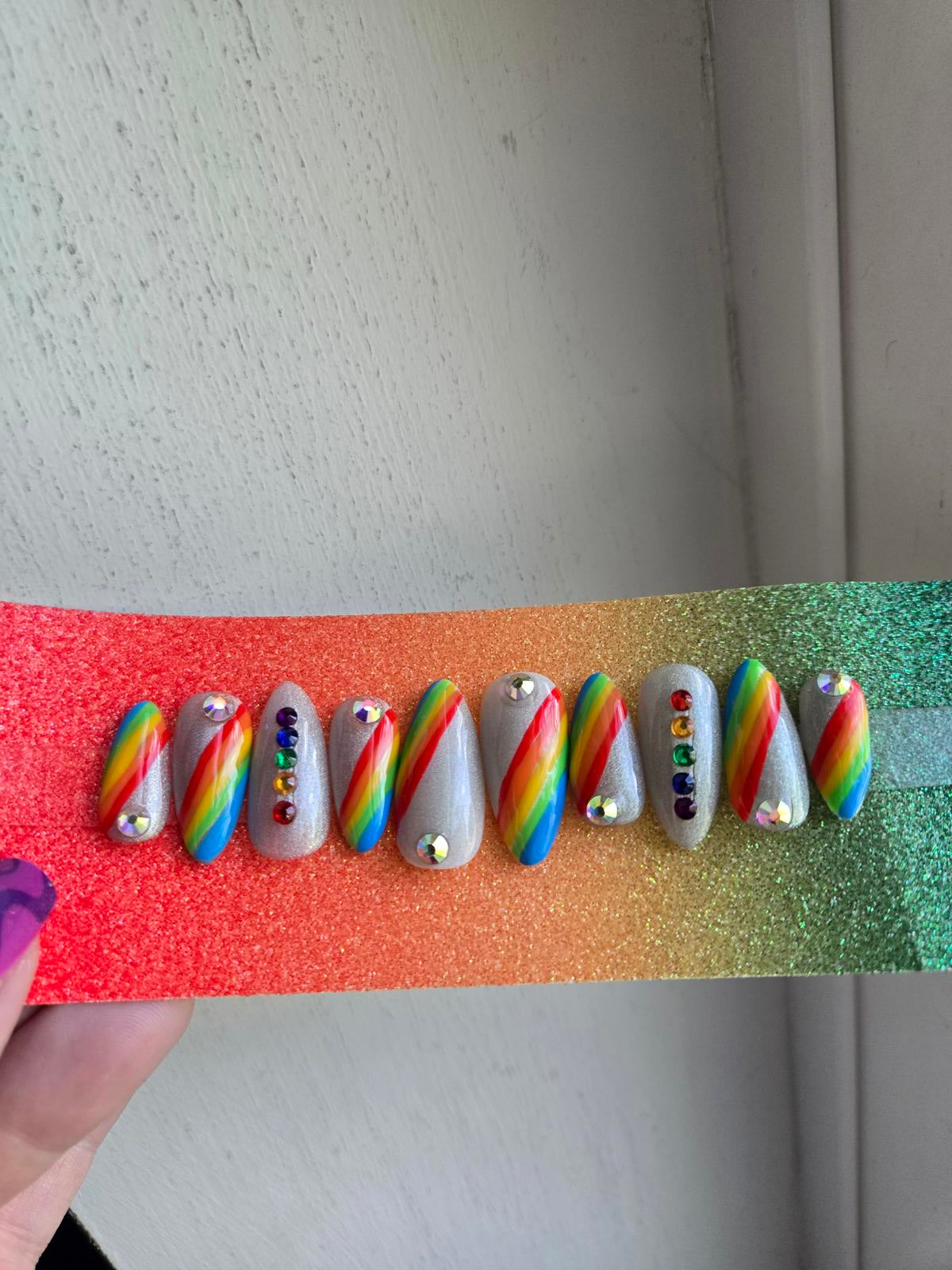Pride rainbow press on nails custom made
