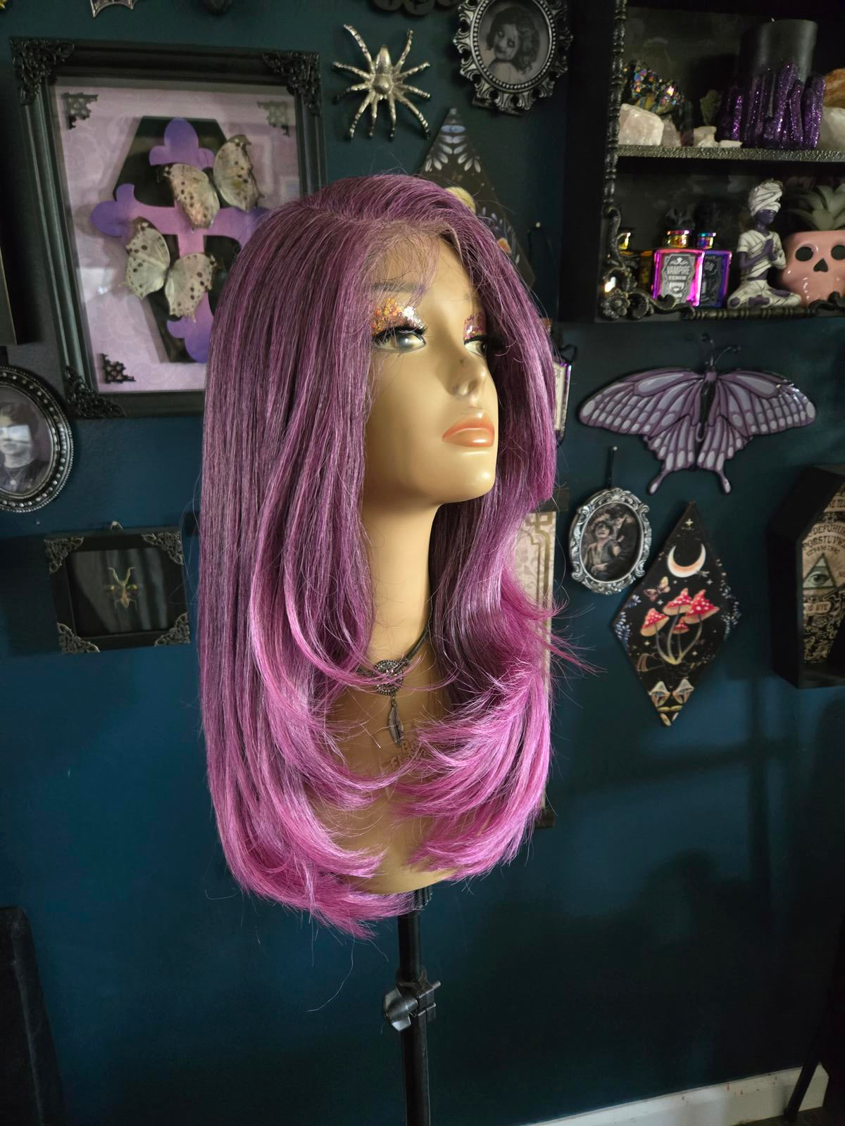 Purple ombre sleek lace front wig w/ baby hairs