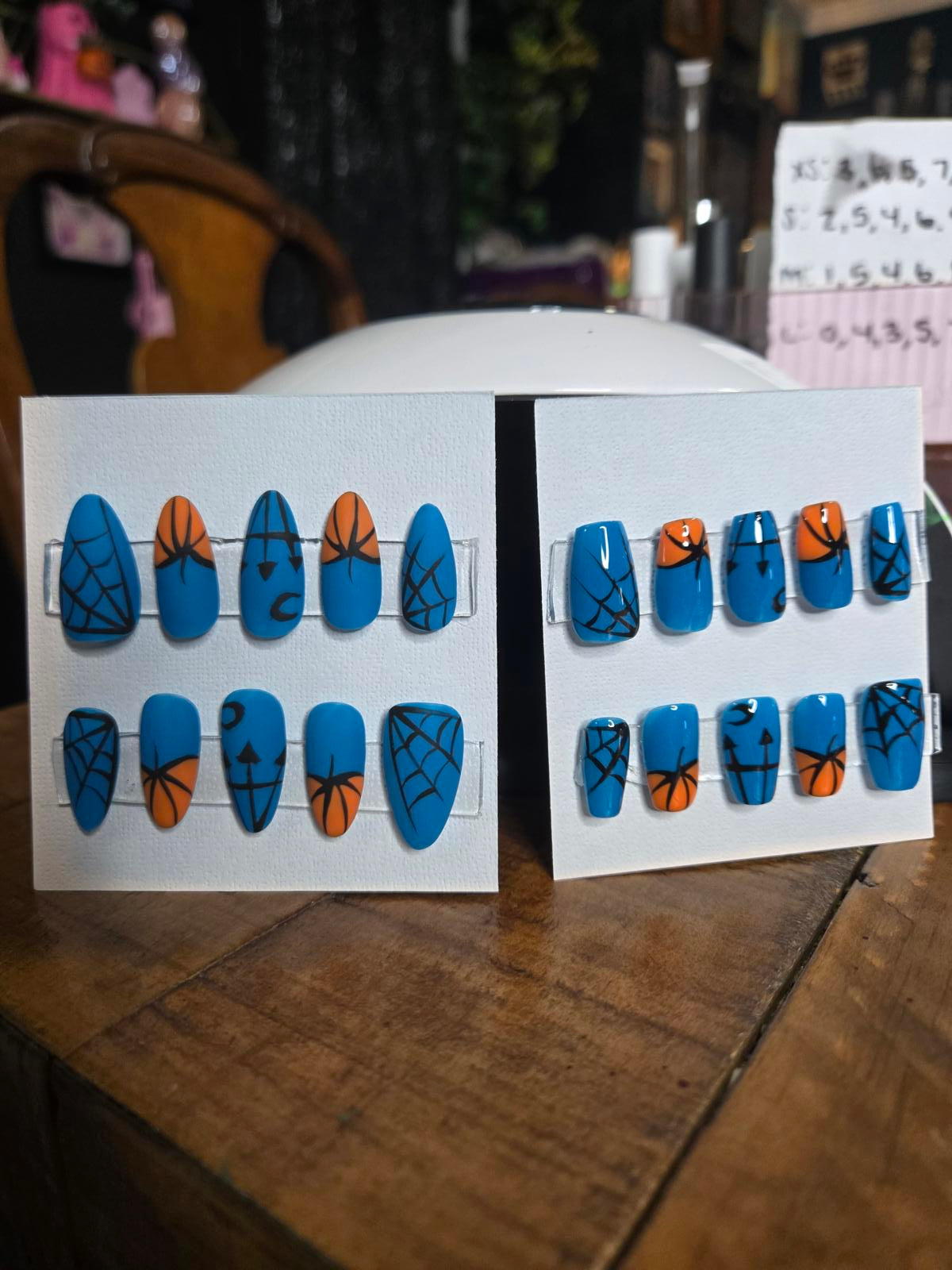 Teal pumpkin halloween press on nails custom made