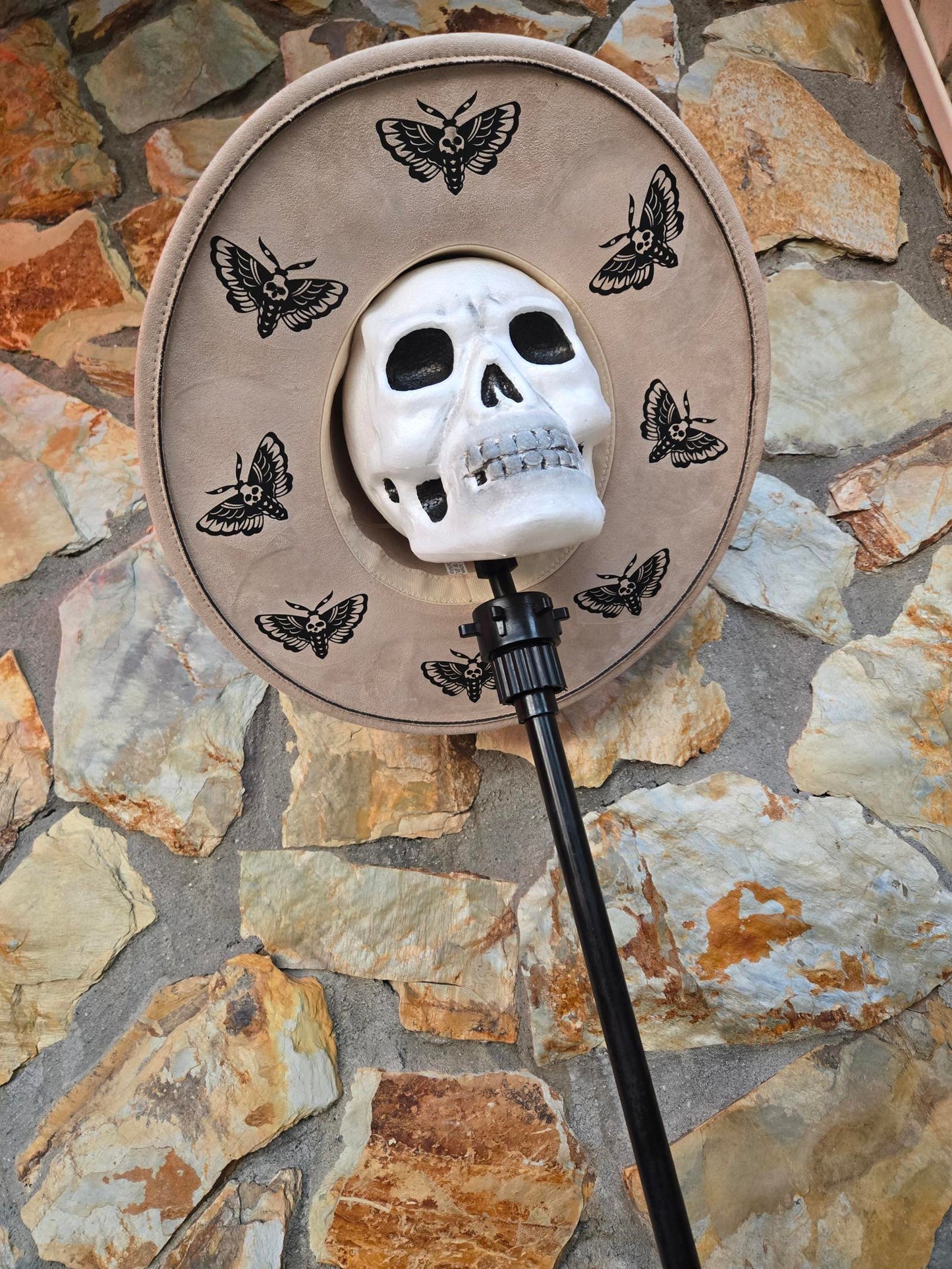Death moth wide brim hat