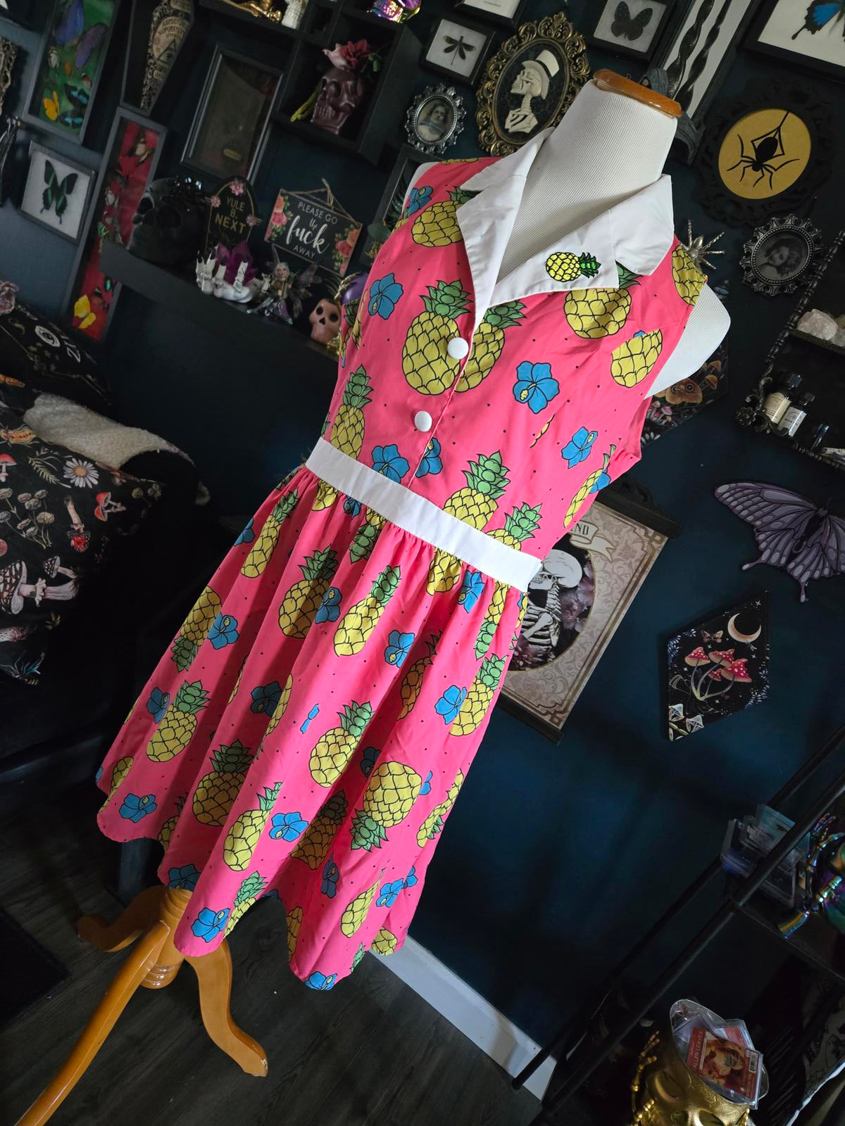 Sourpuss retro pin up style pineapple print dress