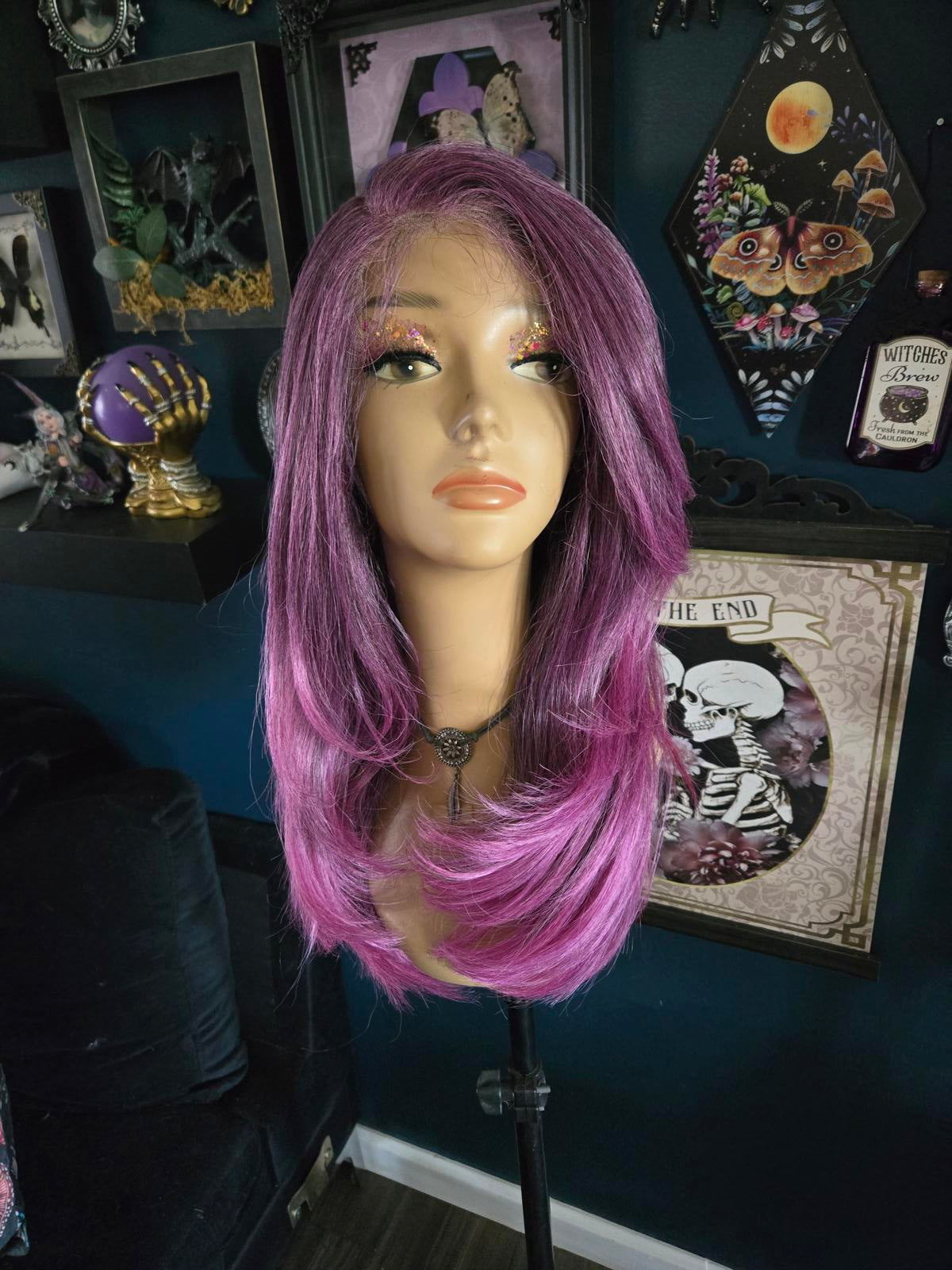 Purple ombre sleek lace front wig w/ baby hairs