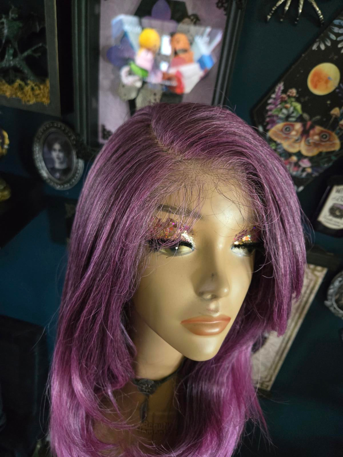 Purple ombre sleek lace front wig w/ baby hairs