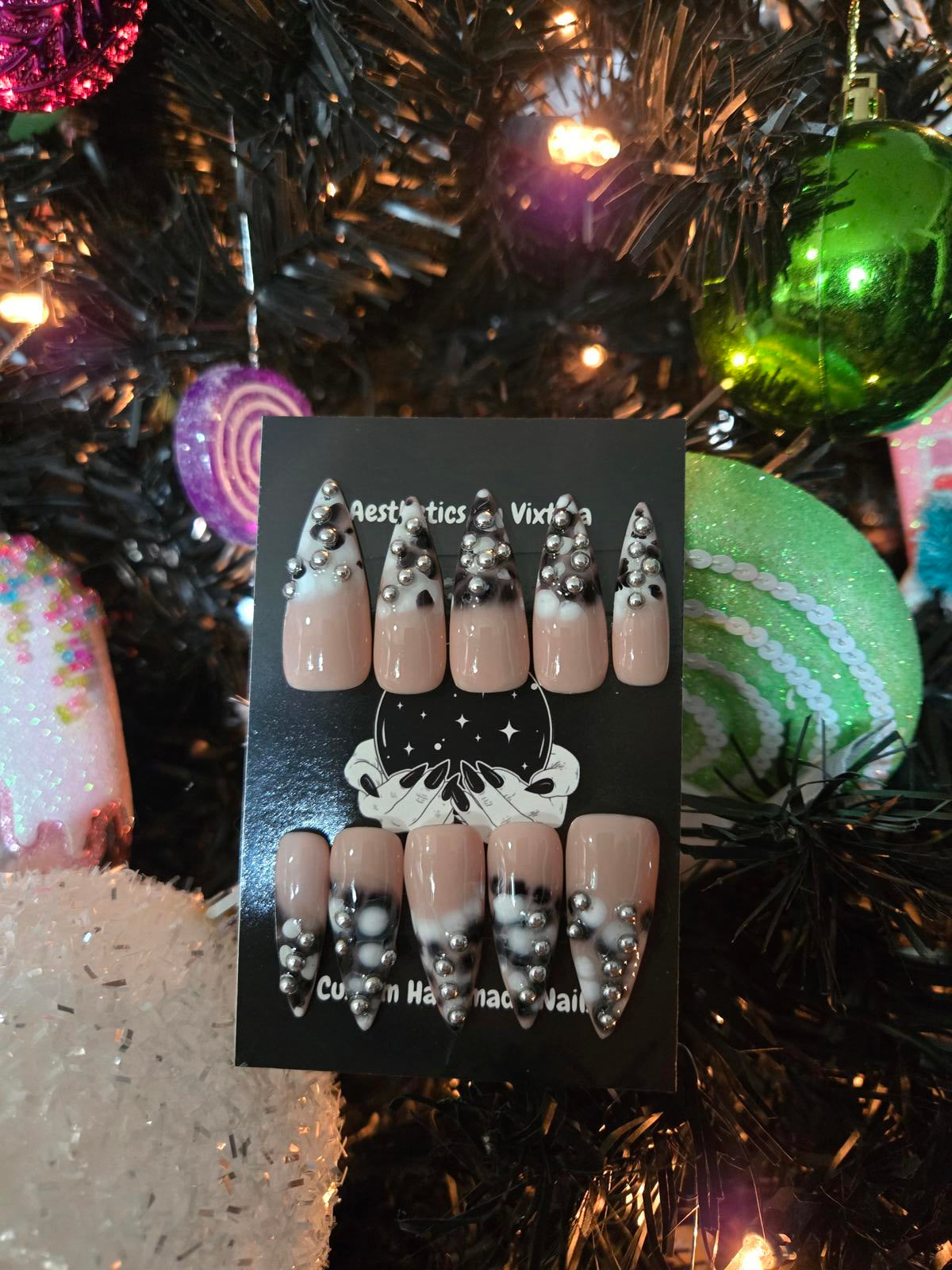 Abstract stiletto nails custom made