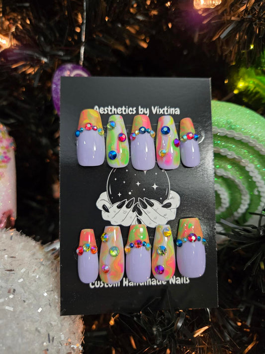 Colorful y2k press on nails custom made