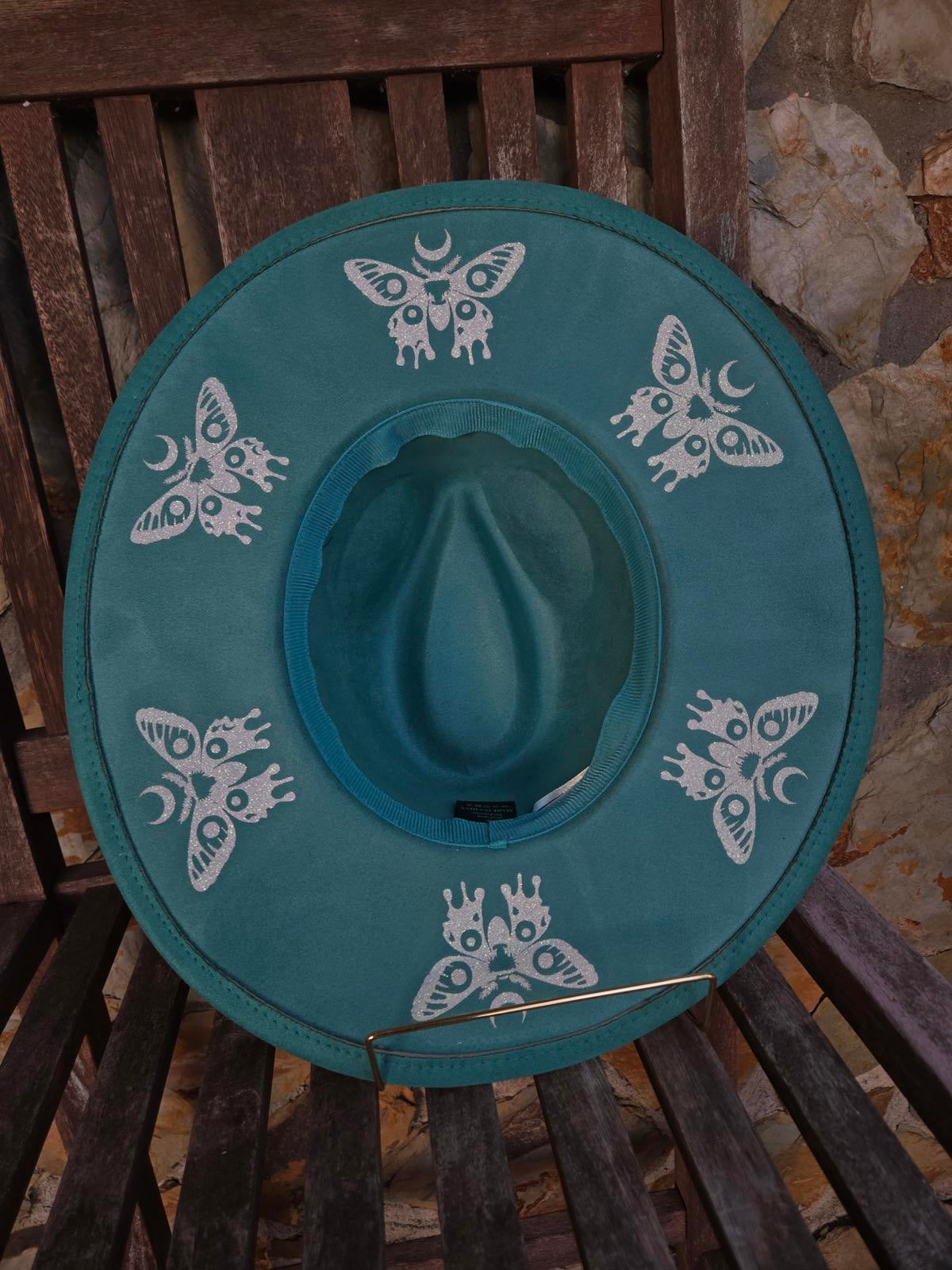 Unique Bohemian Style Wide-Brim Hat with Moth Designs