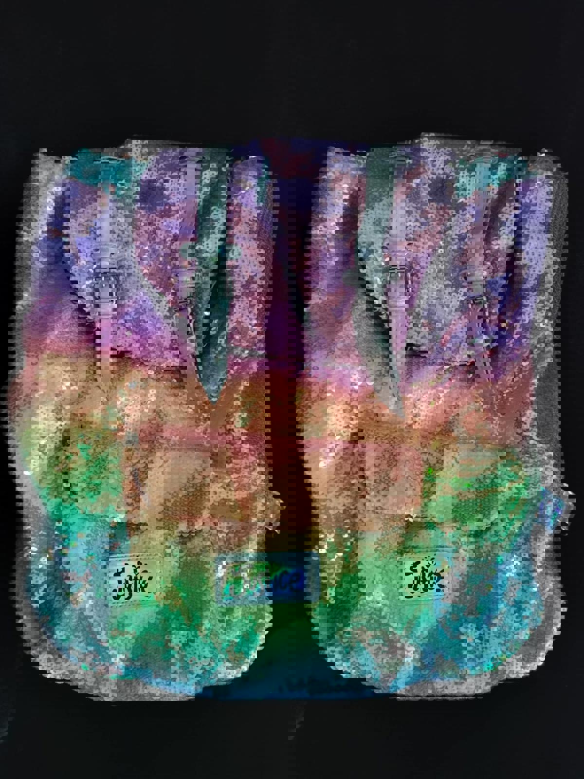 Justice rainbow sequin holographic backpack