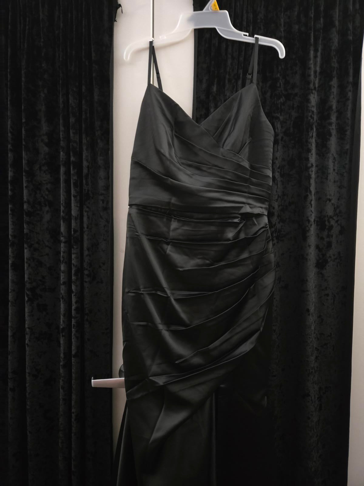 NWT Elegant formal black satin floor length maxi dress bridesmaid military ball