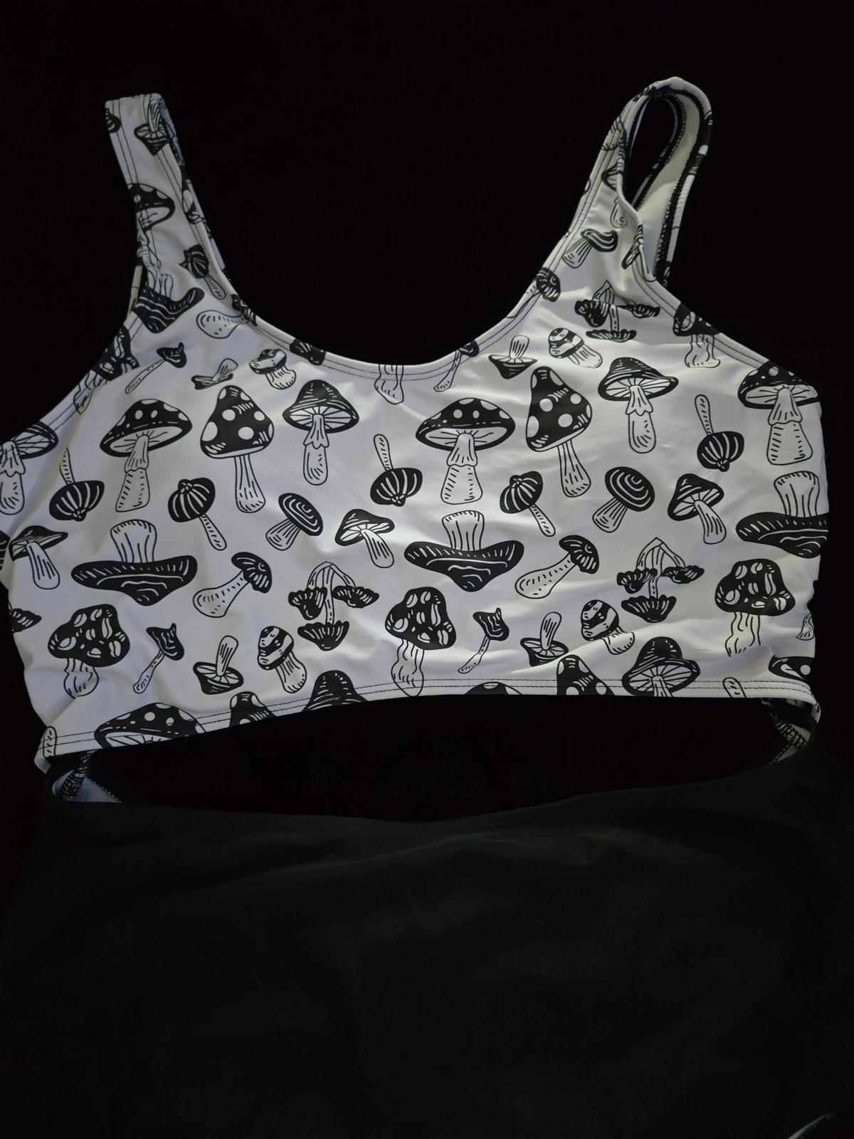 Black one piece mushroom swimsuit