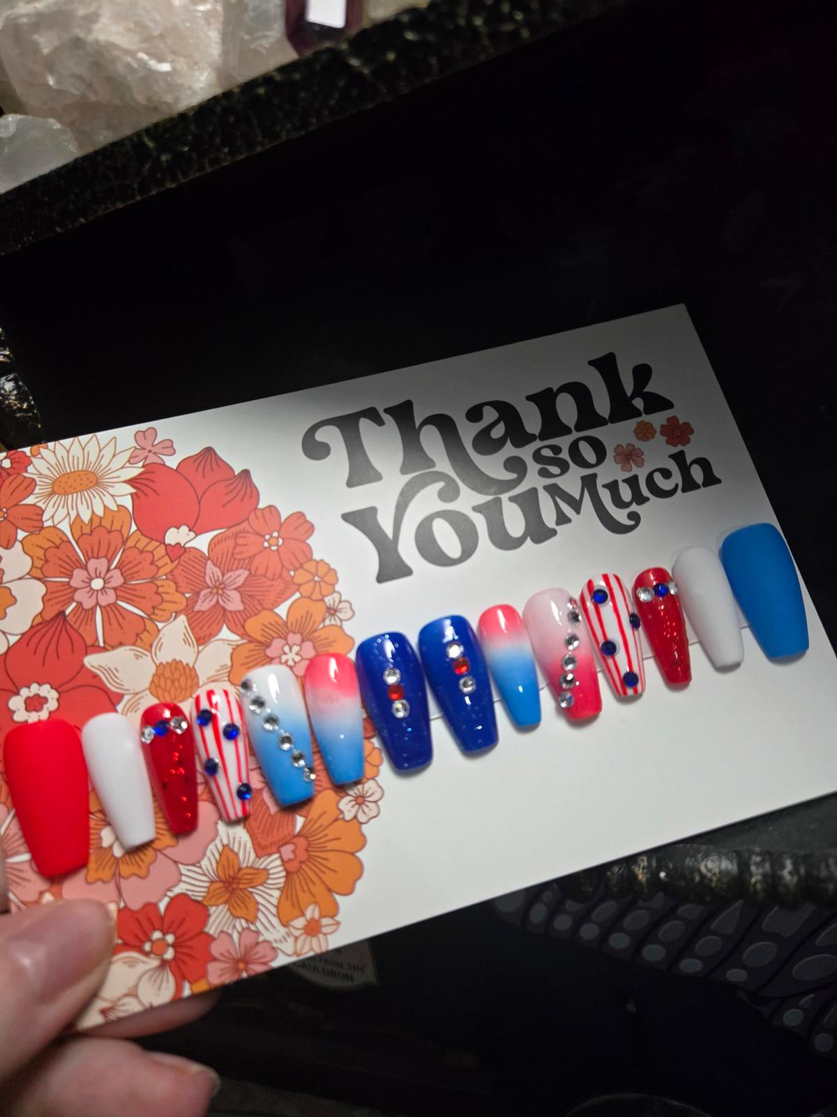 Patriotic 4th of July nails custom made