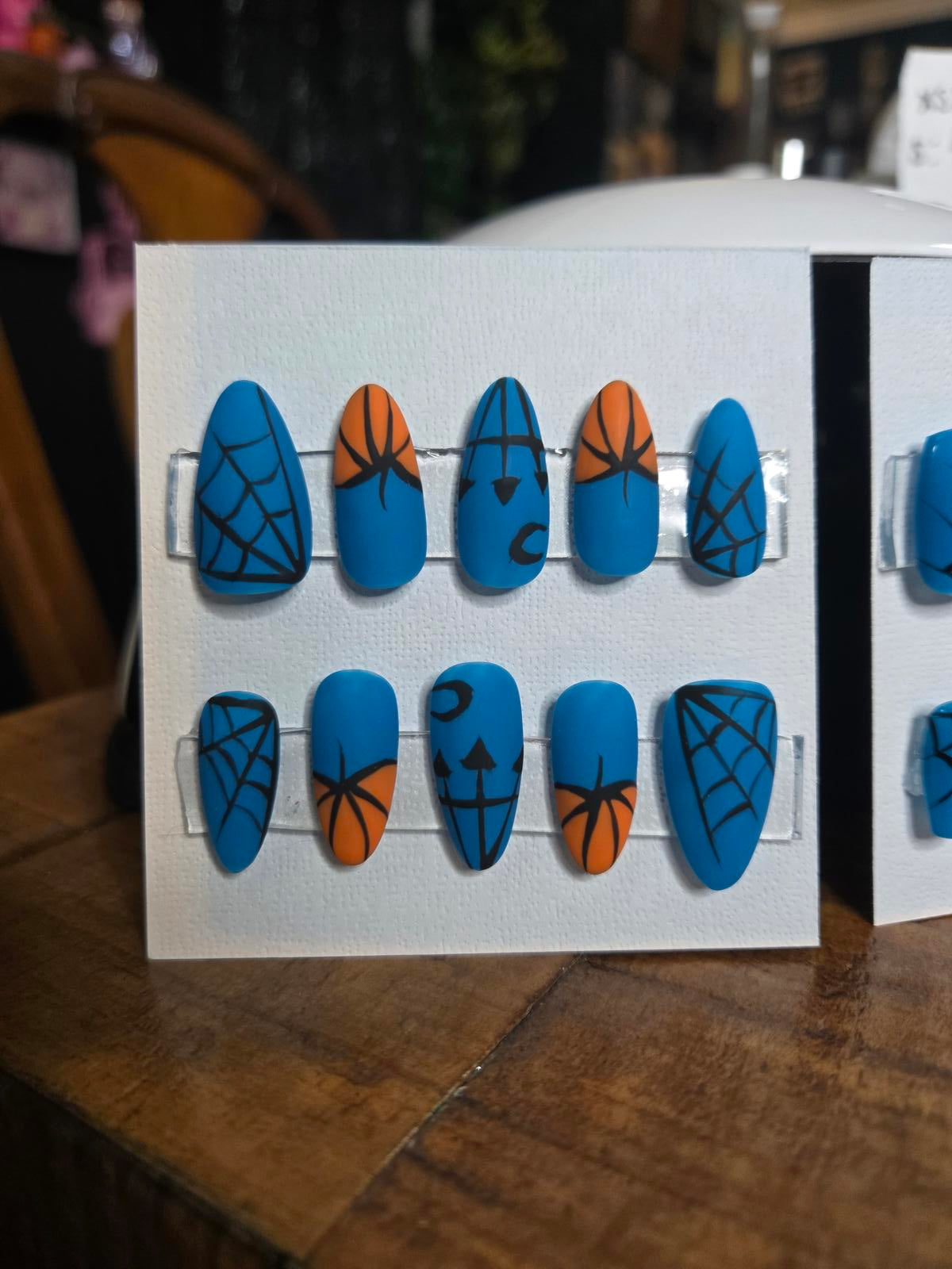 Teal pumpkin halloween press on nails custom made