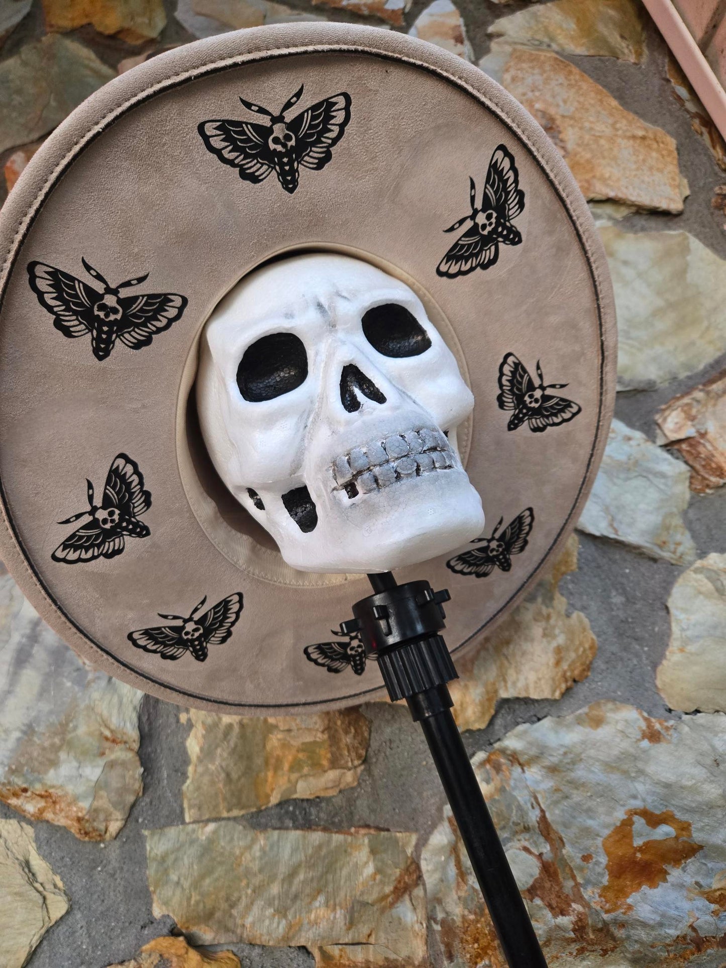 Death moth wide brim hat
