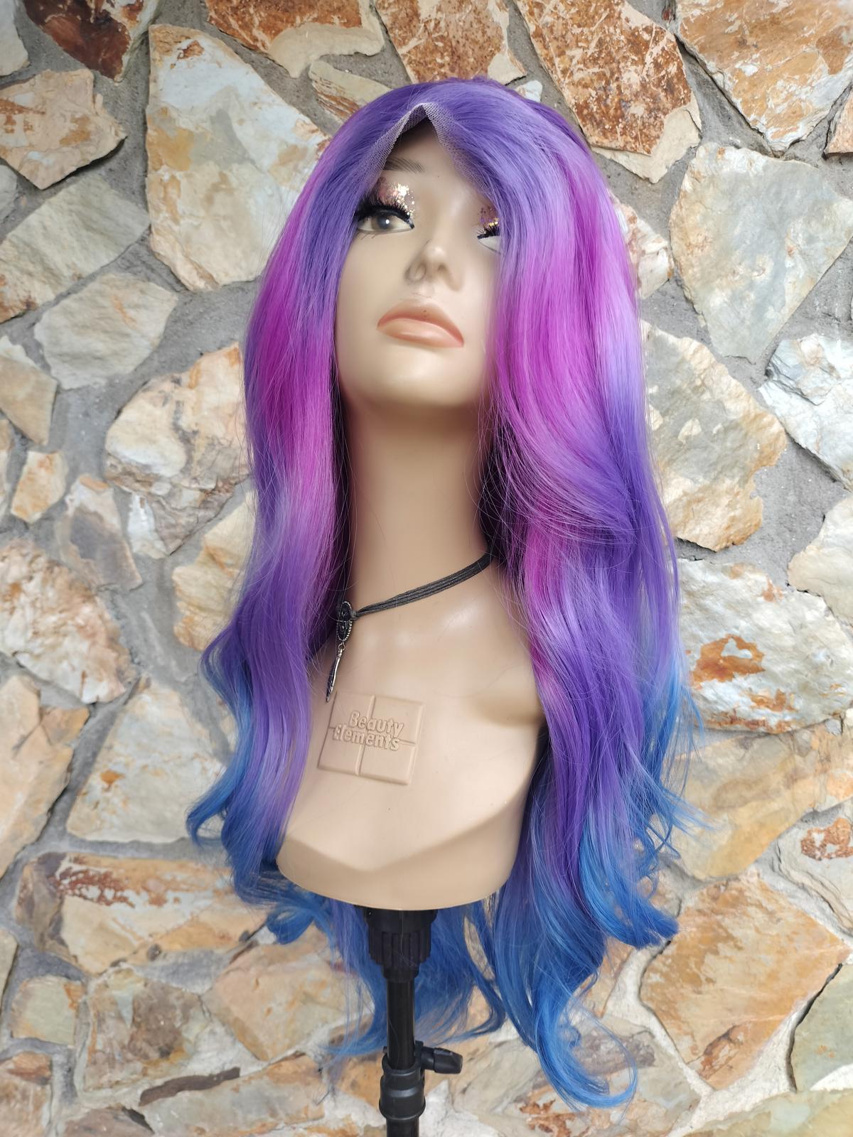 Stunning purple and blue wavy lace front wig