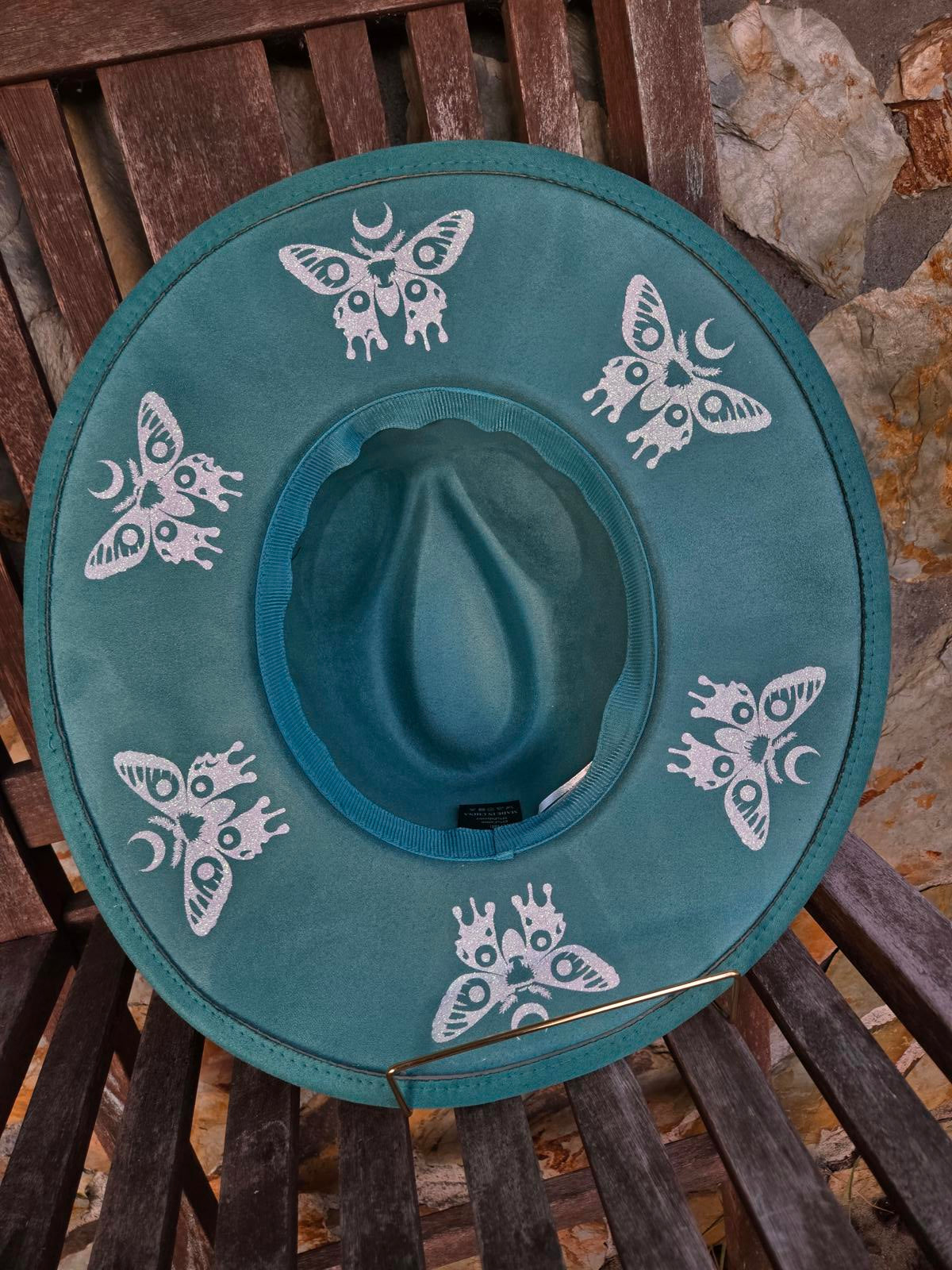 Unique Bohemian Style Wide-Brim Hat with Moth Designs