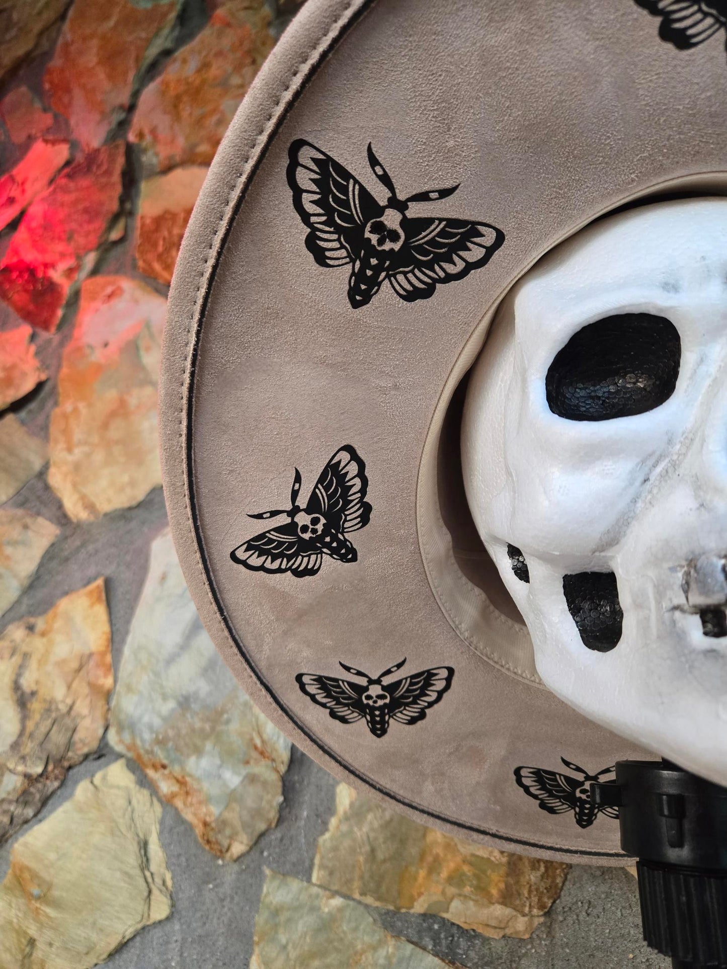 Death moth wide brim hat