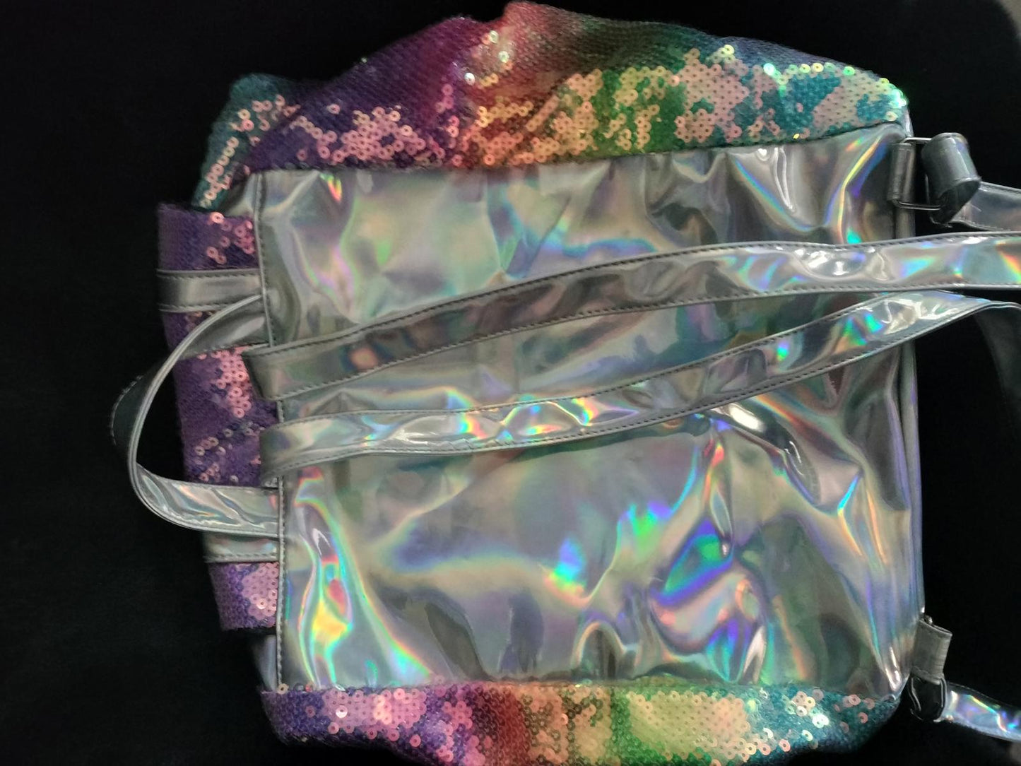 Justice rainbow sequin holographic backpack