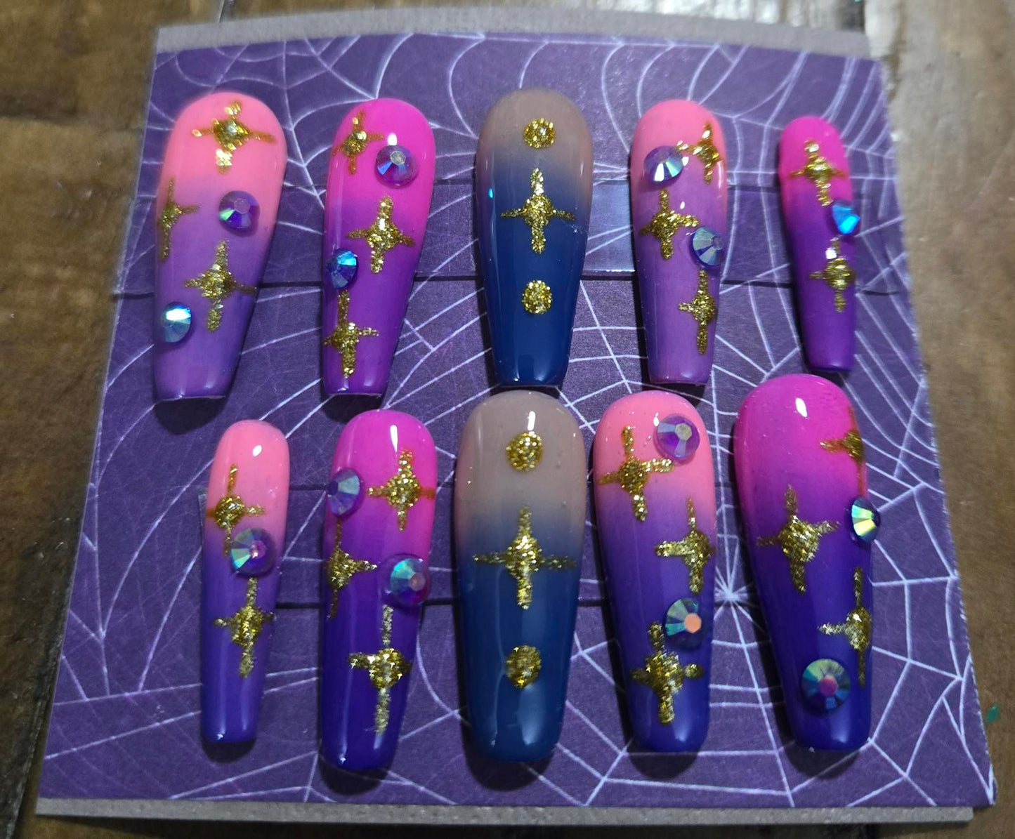 Colorful ombre press on nails custom made