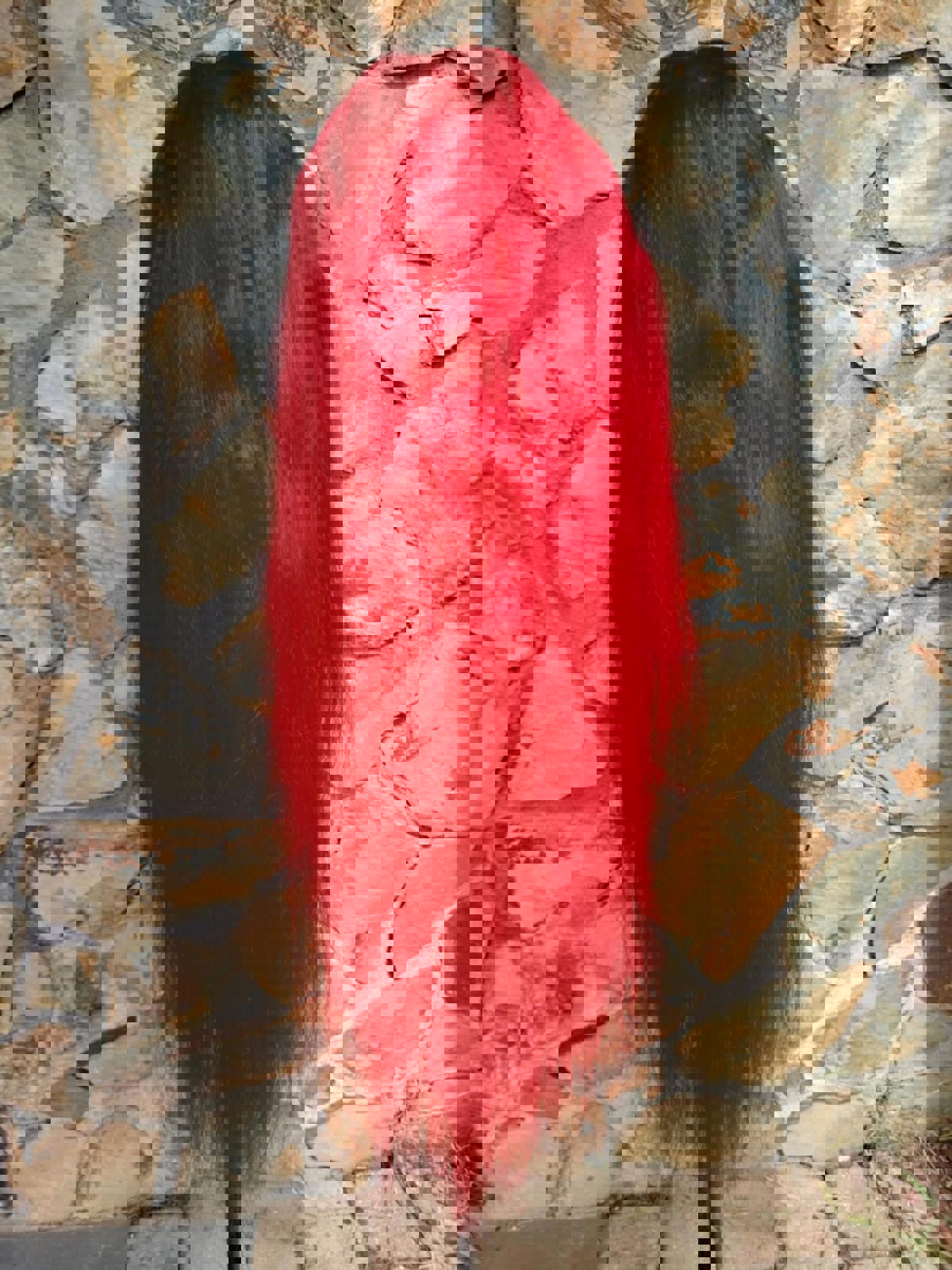 Very long bright red custom dyed human hair lace front wig