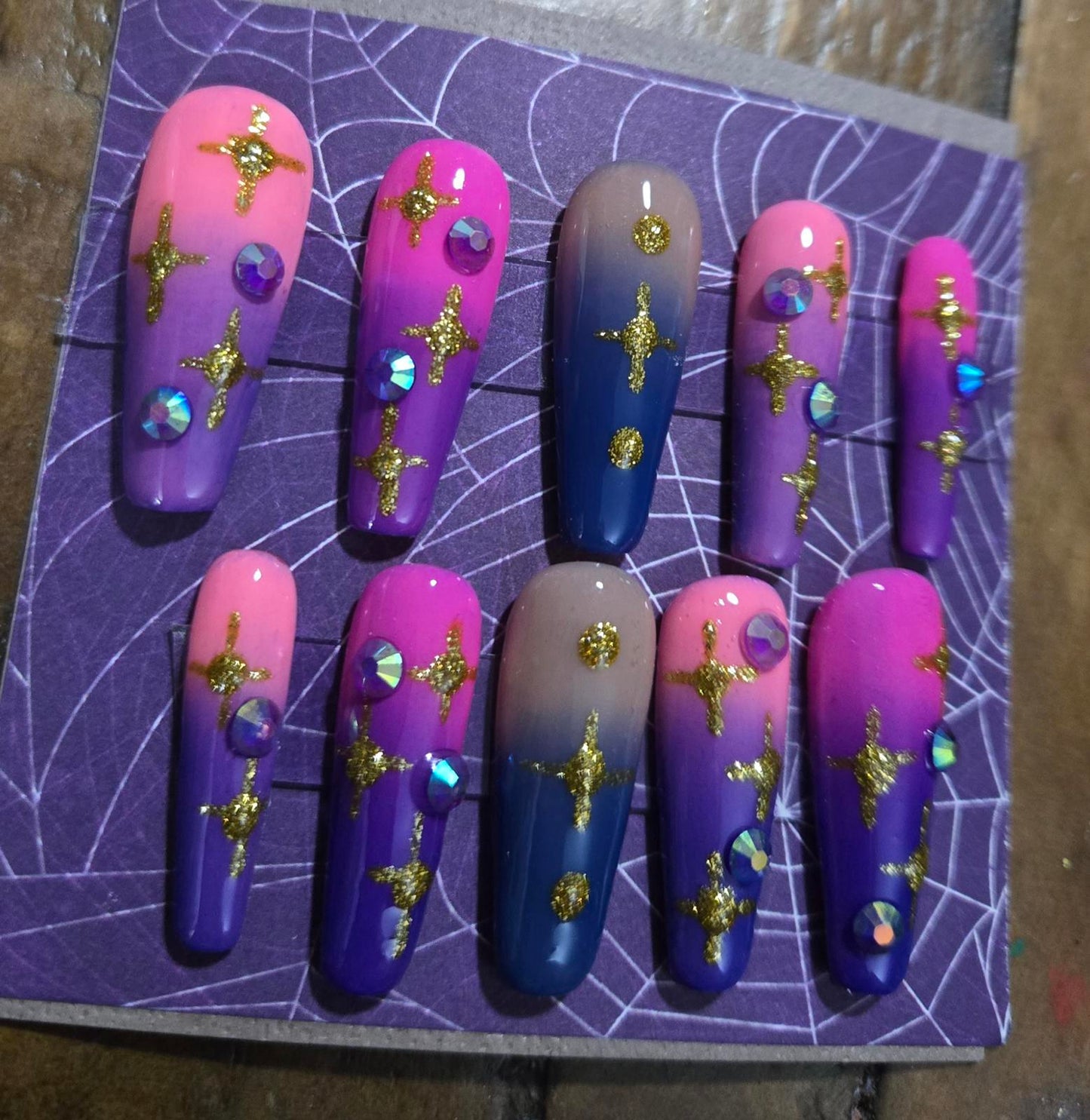 Colorful ombre press on nails custom made