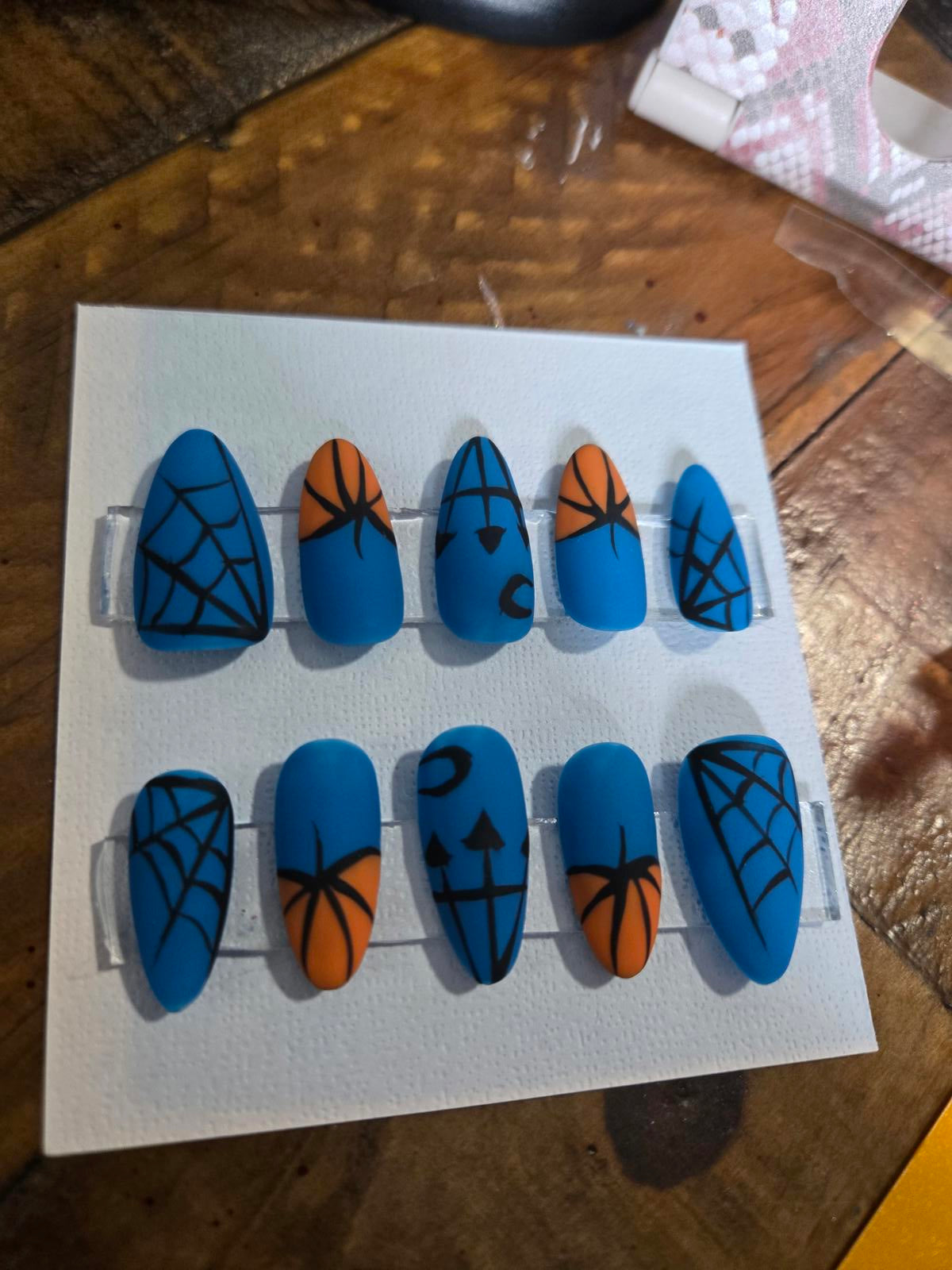 Teal pumpkin halloween press on nails custom made