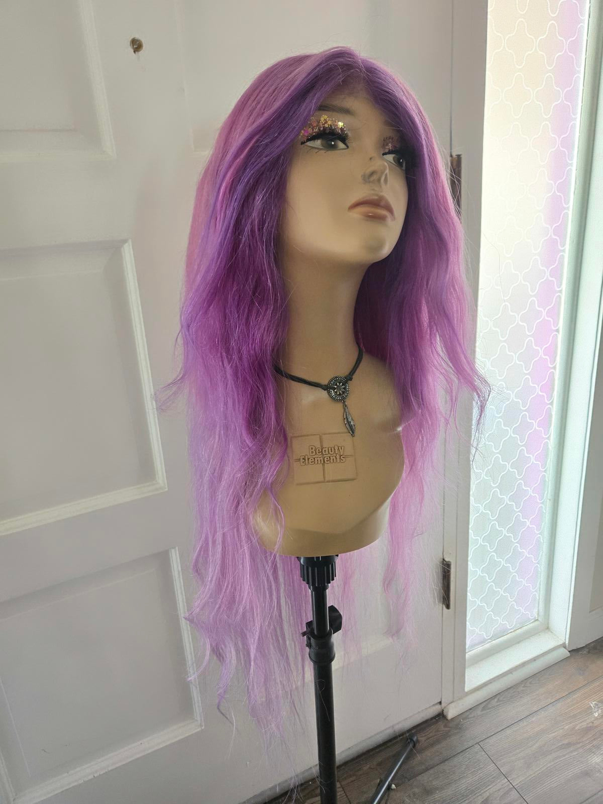 Human hair Custom dyed purple 30 inch lace front wig