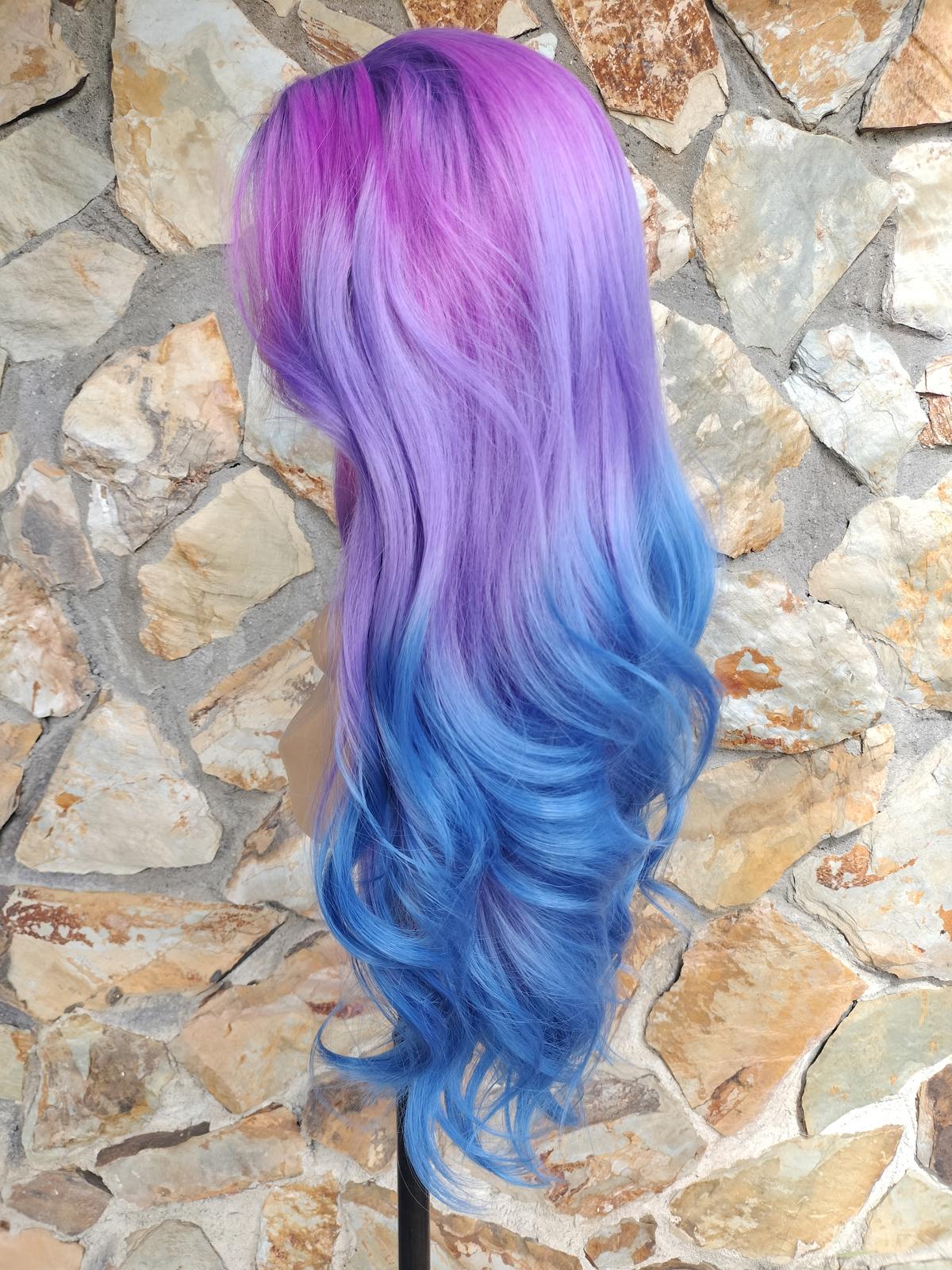 Stunning purple and blue wavy lace front wig