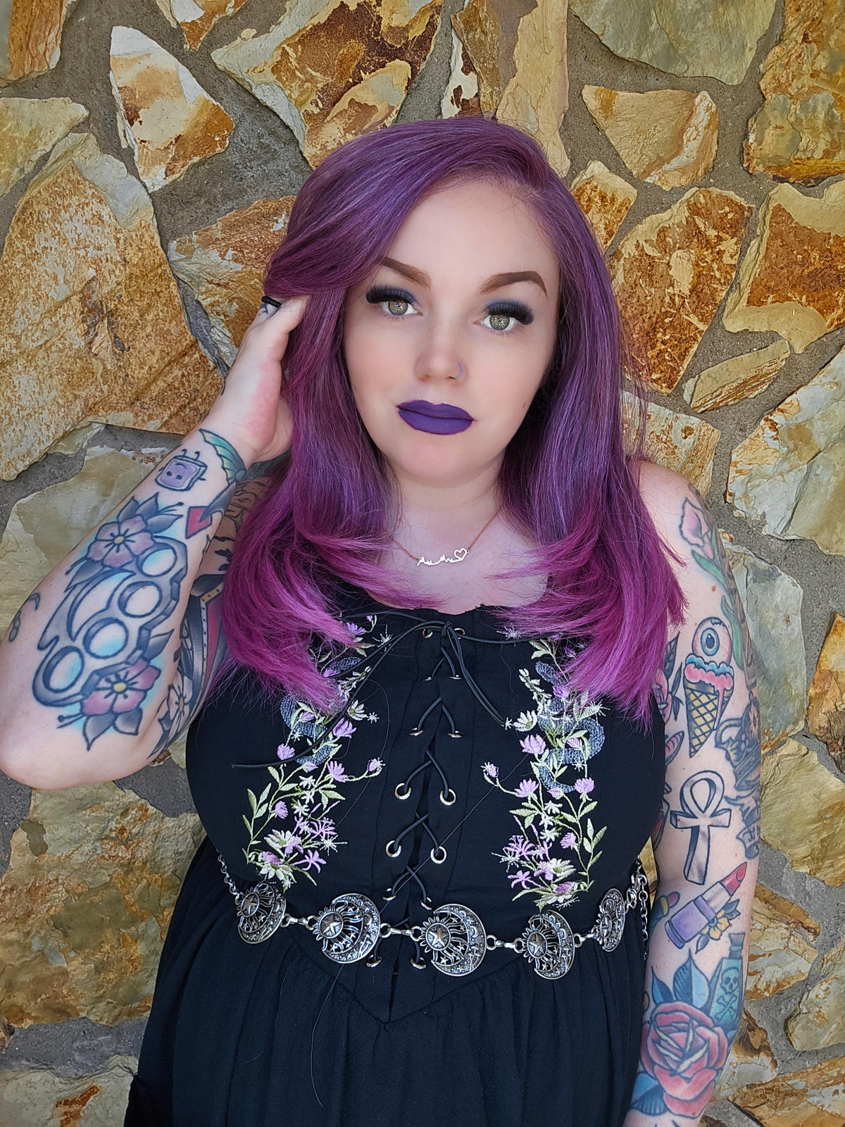 Purple ombre sleek lace front wig w/ baby hairs