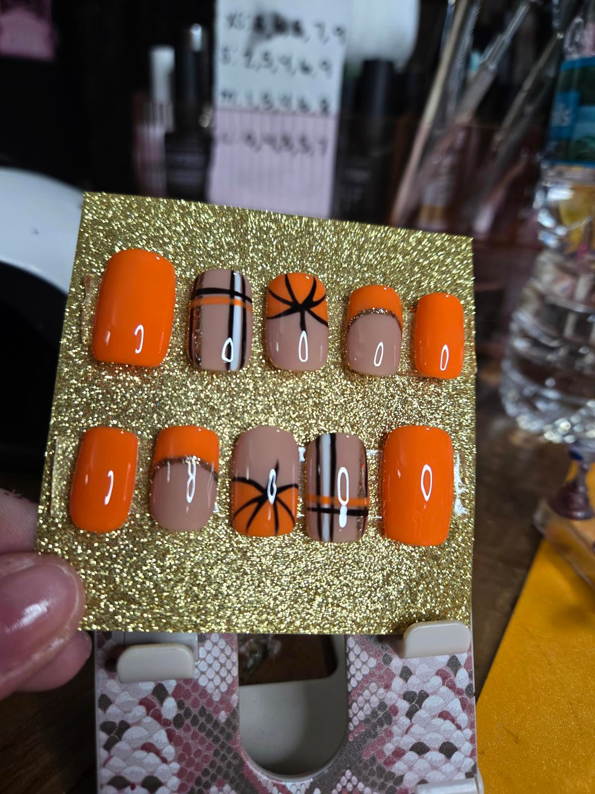 Fall pumpkin and plaid press on nails custom made