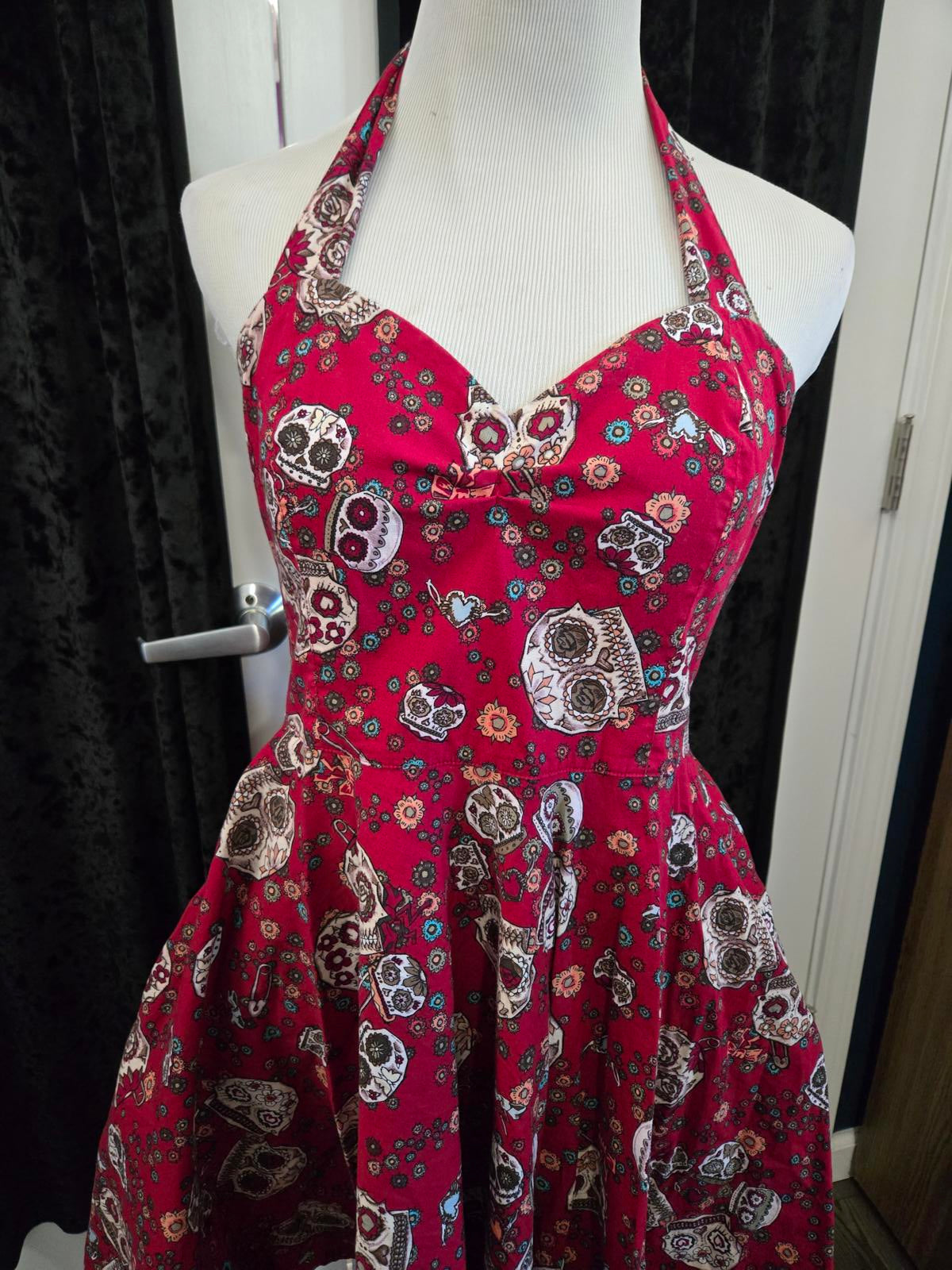 Hell Bunny sugar skull swing halter dress pin up