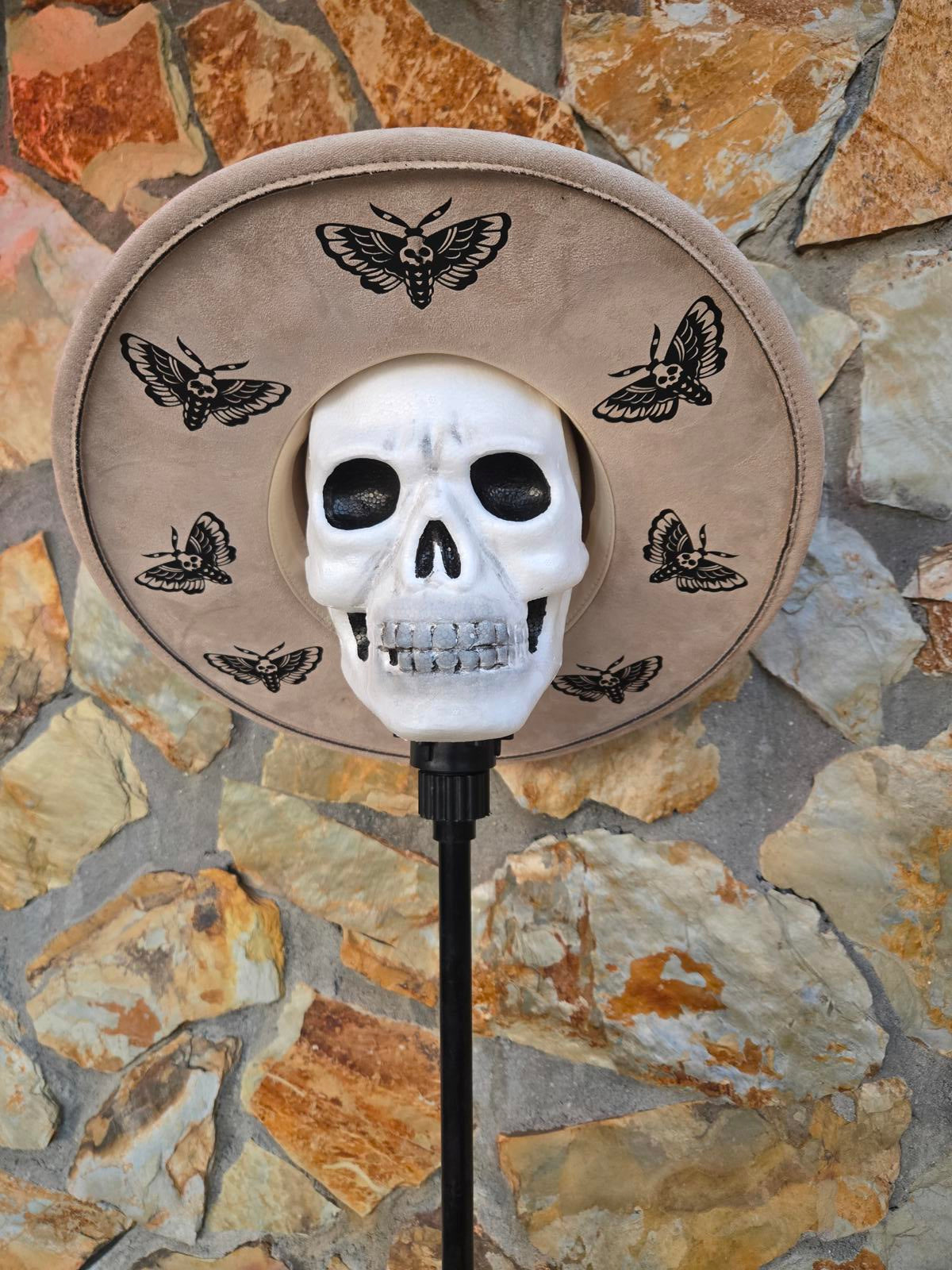 Death moth wide brim hat