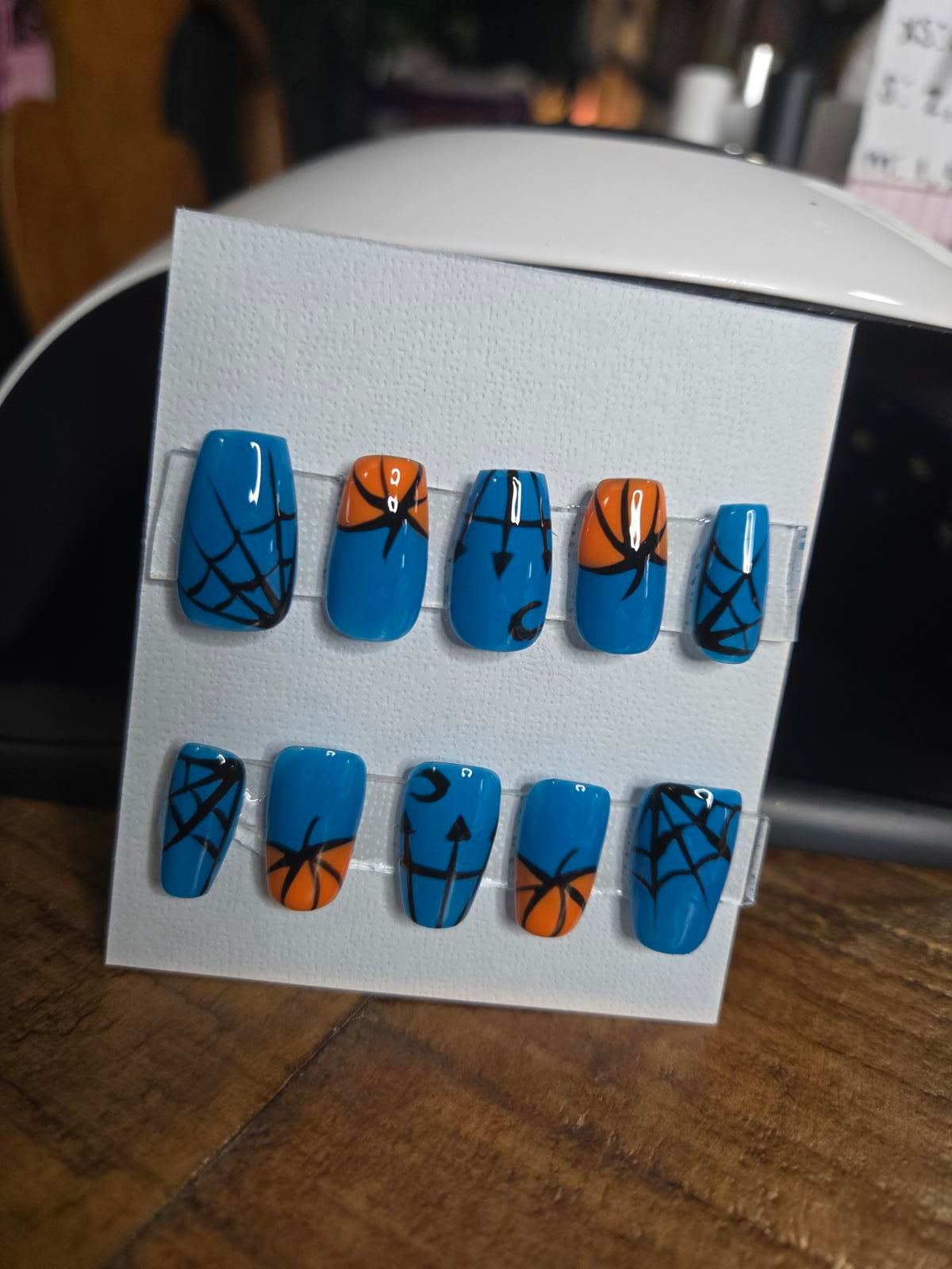 Teal pumpkin halloween press on nails custom made