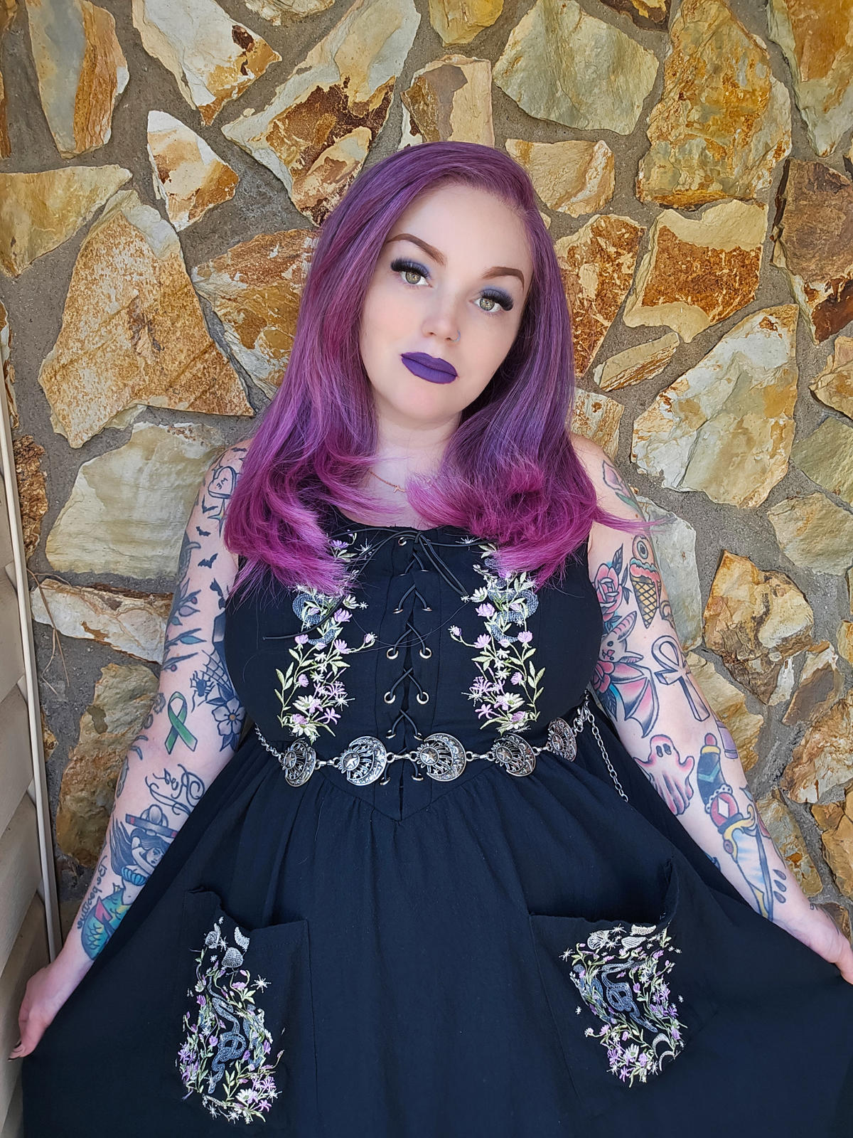 Purple ombre sleek lace front wig w/ baby hairs