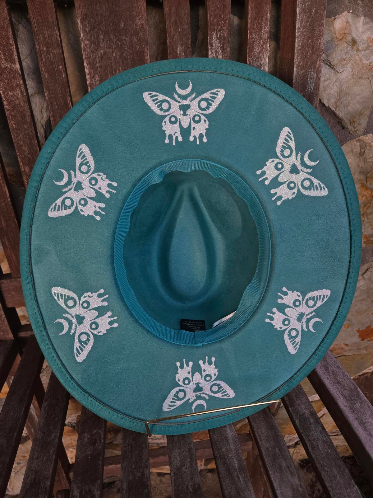 Unique Bohemian Style Wide-Brim Hat with Moth Designs