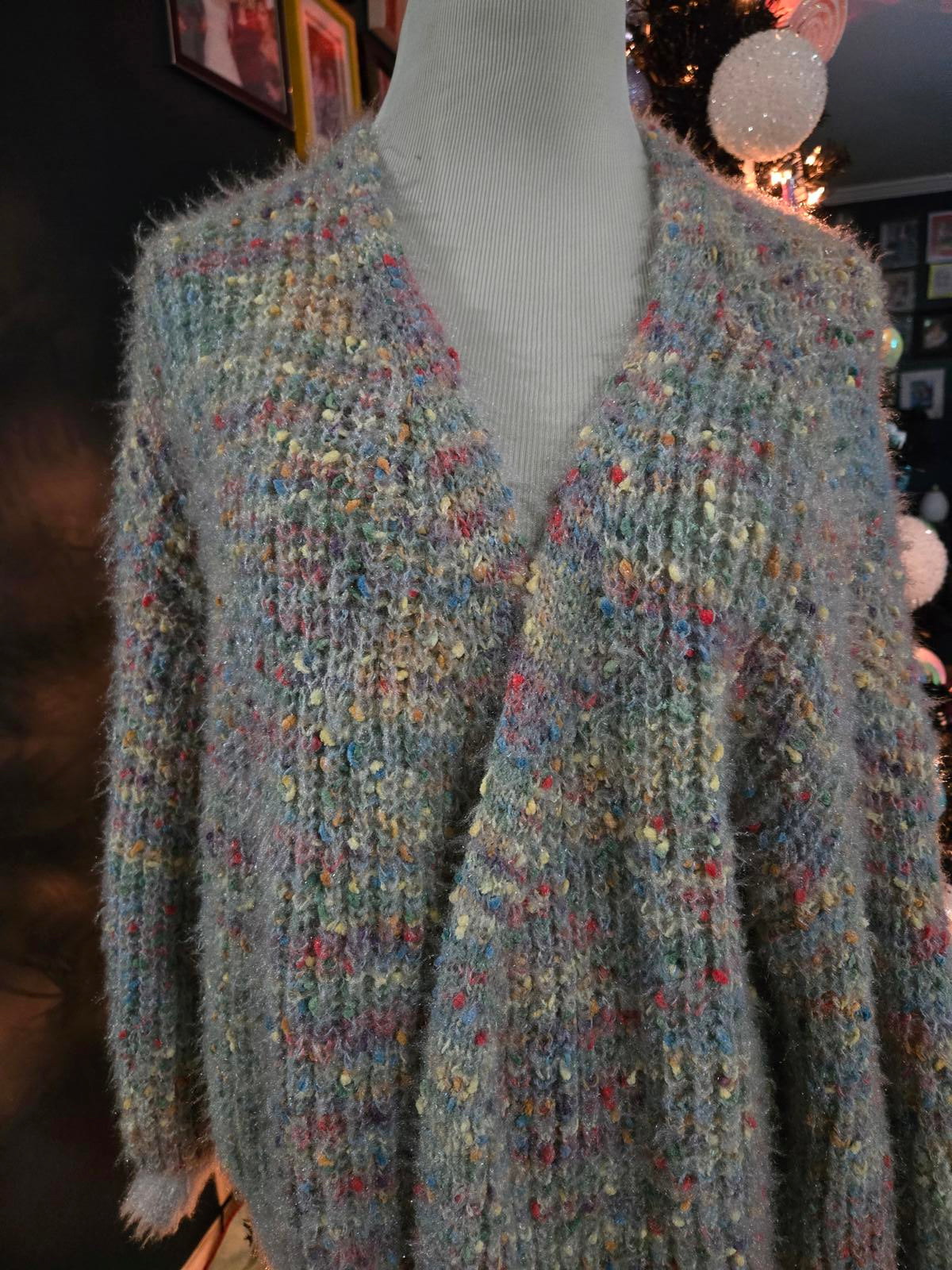 Super soft and cozy rainbow pastel popcorn cardigan