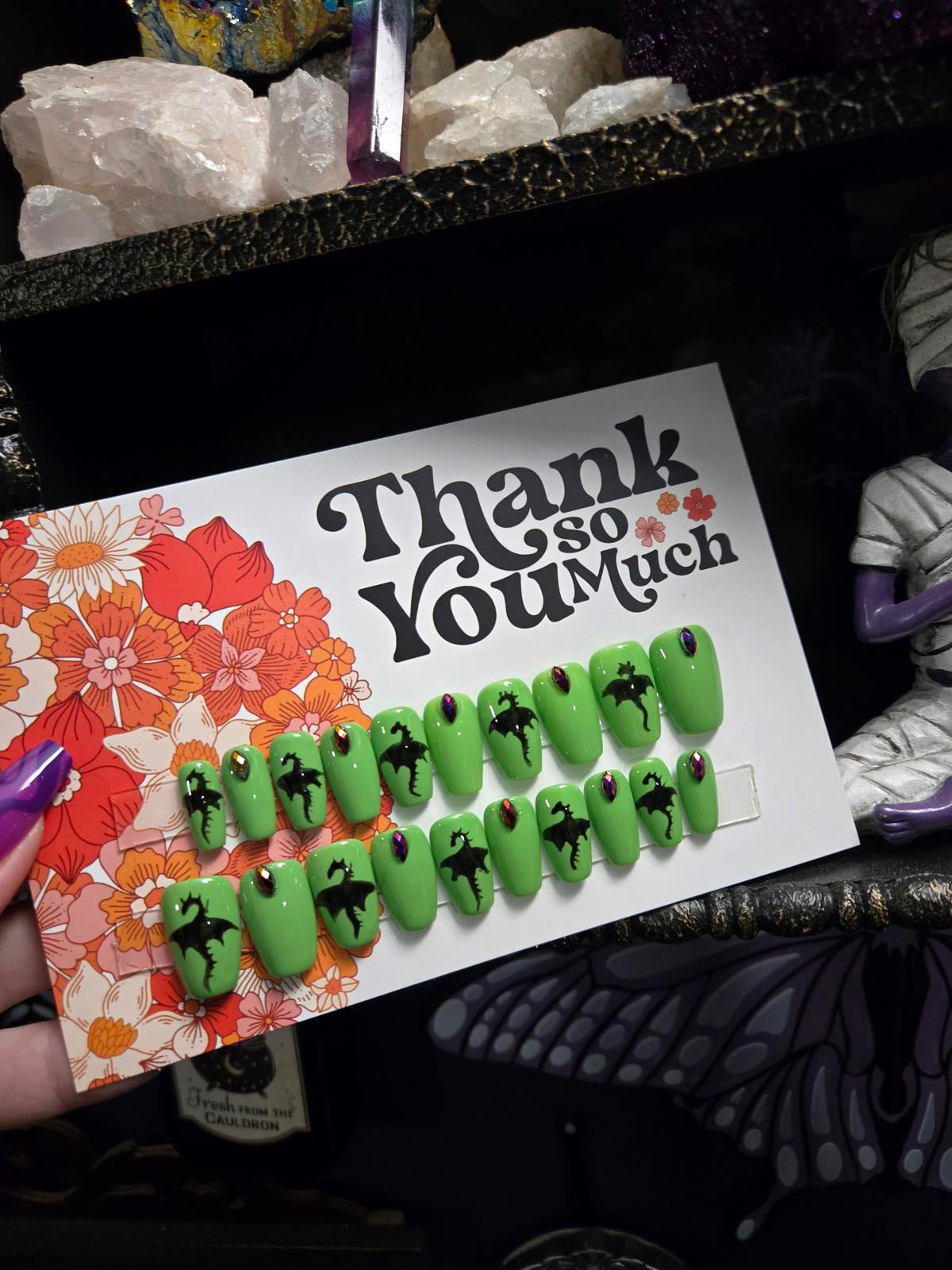 Dragon fantasy 20 piece press on nails custom made