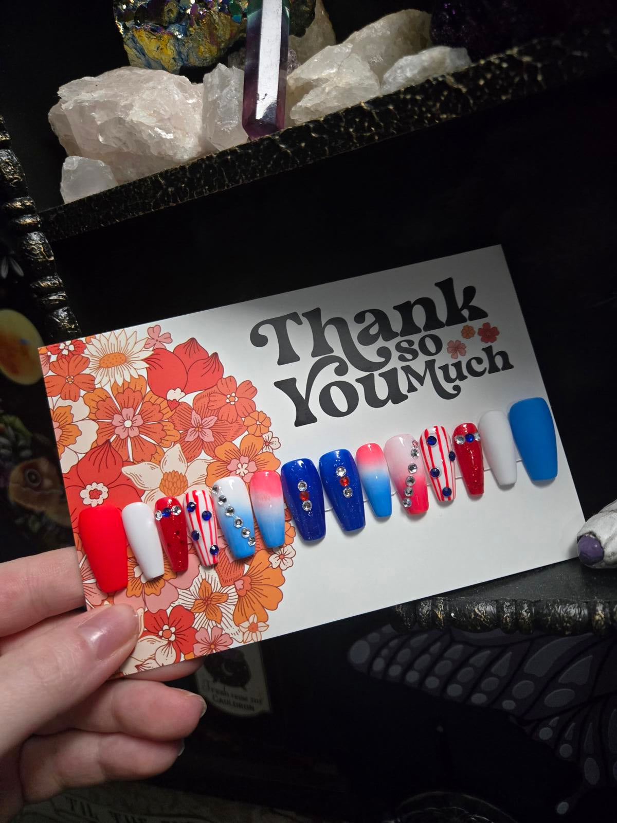 Patriotic 4th of July nails custom made