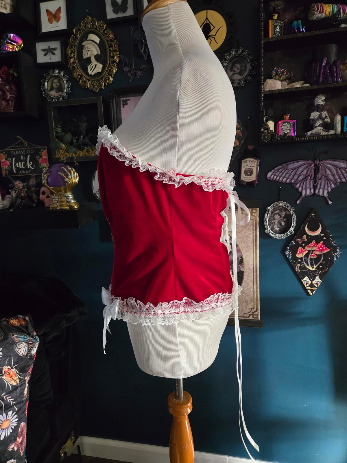 Christmas corset with bows and lace new